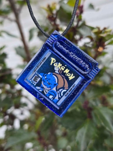 Preview pic of Pokemon Blue Blastoise Layered Game Cartridge Glow Pendant