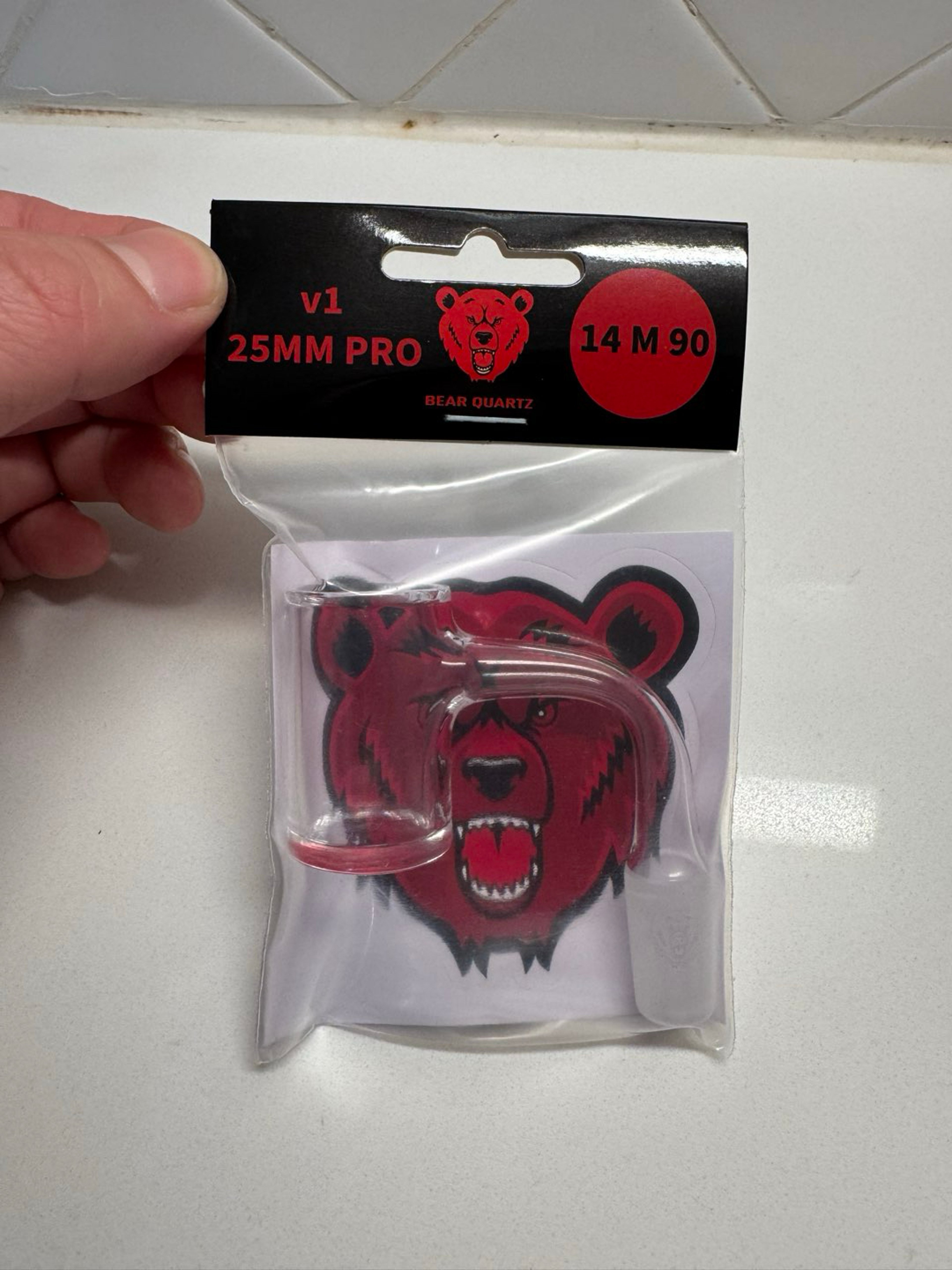 Preview pic of V1 25MM PRO Bear Quartz banger 14 M 90 degrees NEW