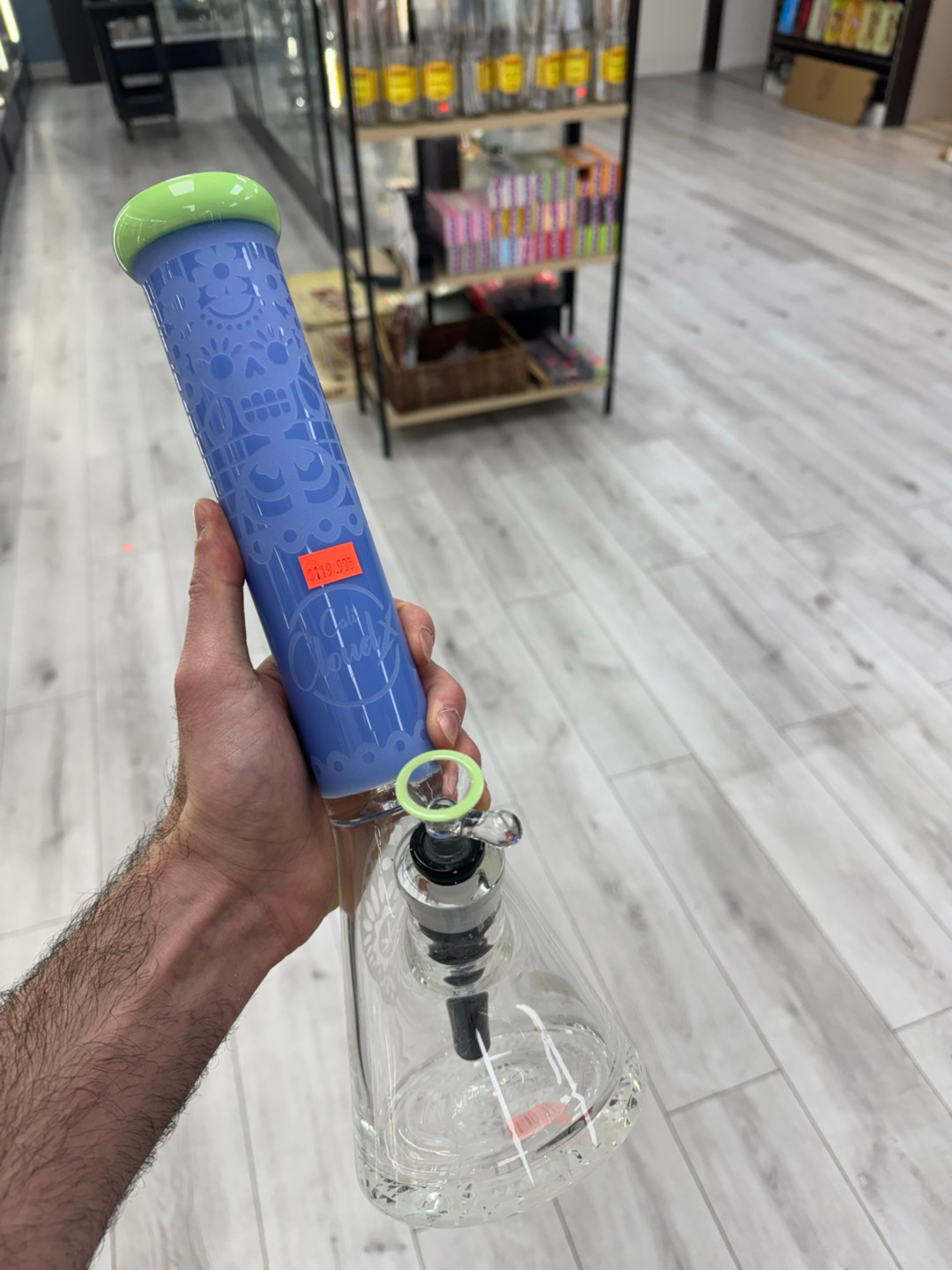 Cali cloudx 15” thick bottom beaker skull blue image 0