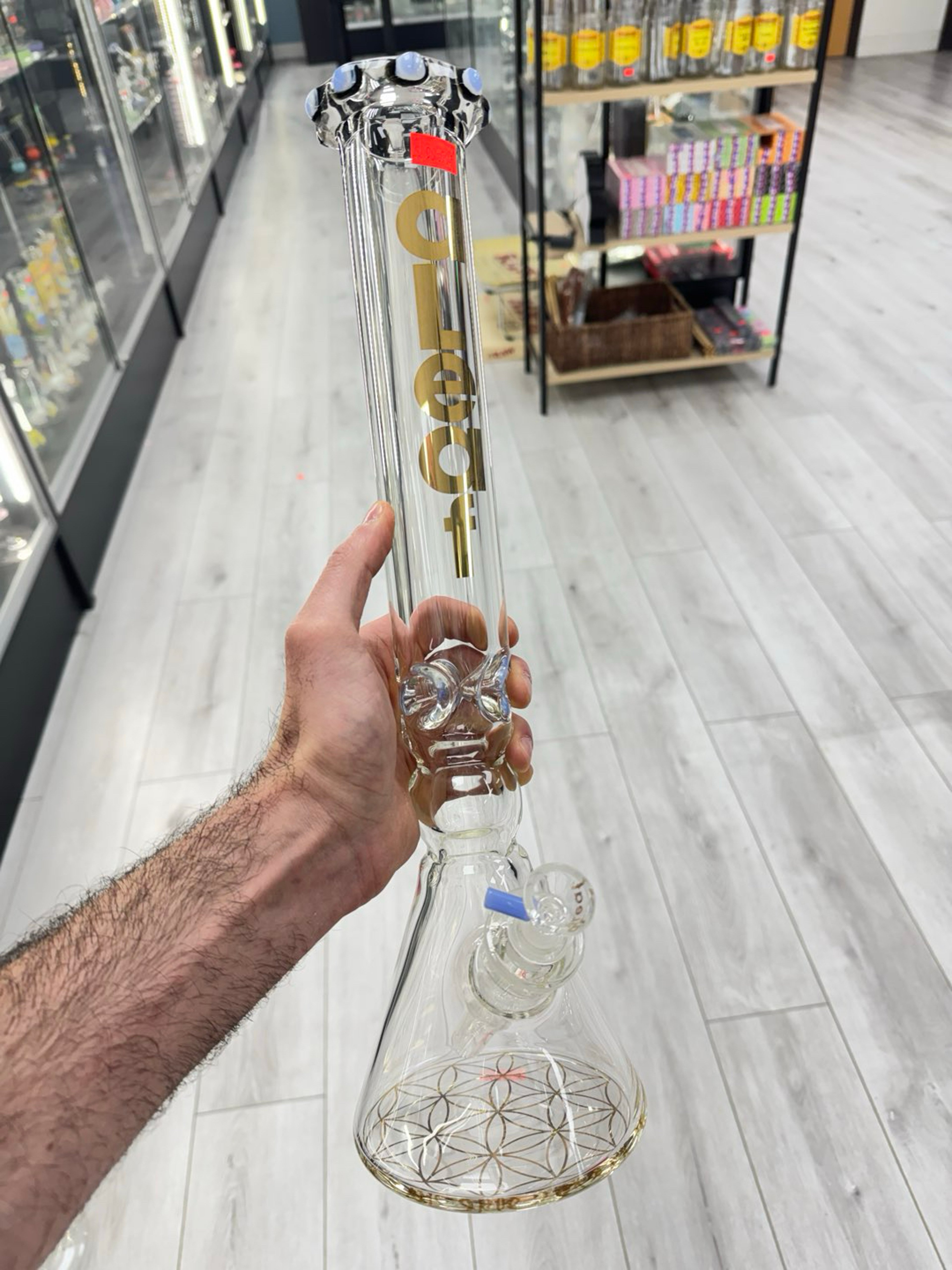 Aleaf 18” beaker with blue and black nips image 0