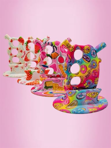 Preview pic of Silicone Knuckles Colorful 🦄🫧 Bubbler w/ Stand - READ DESCRIPTION