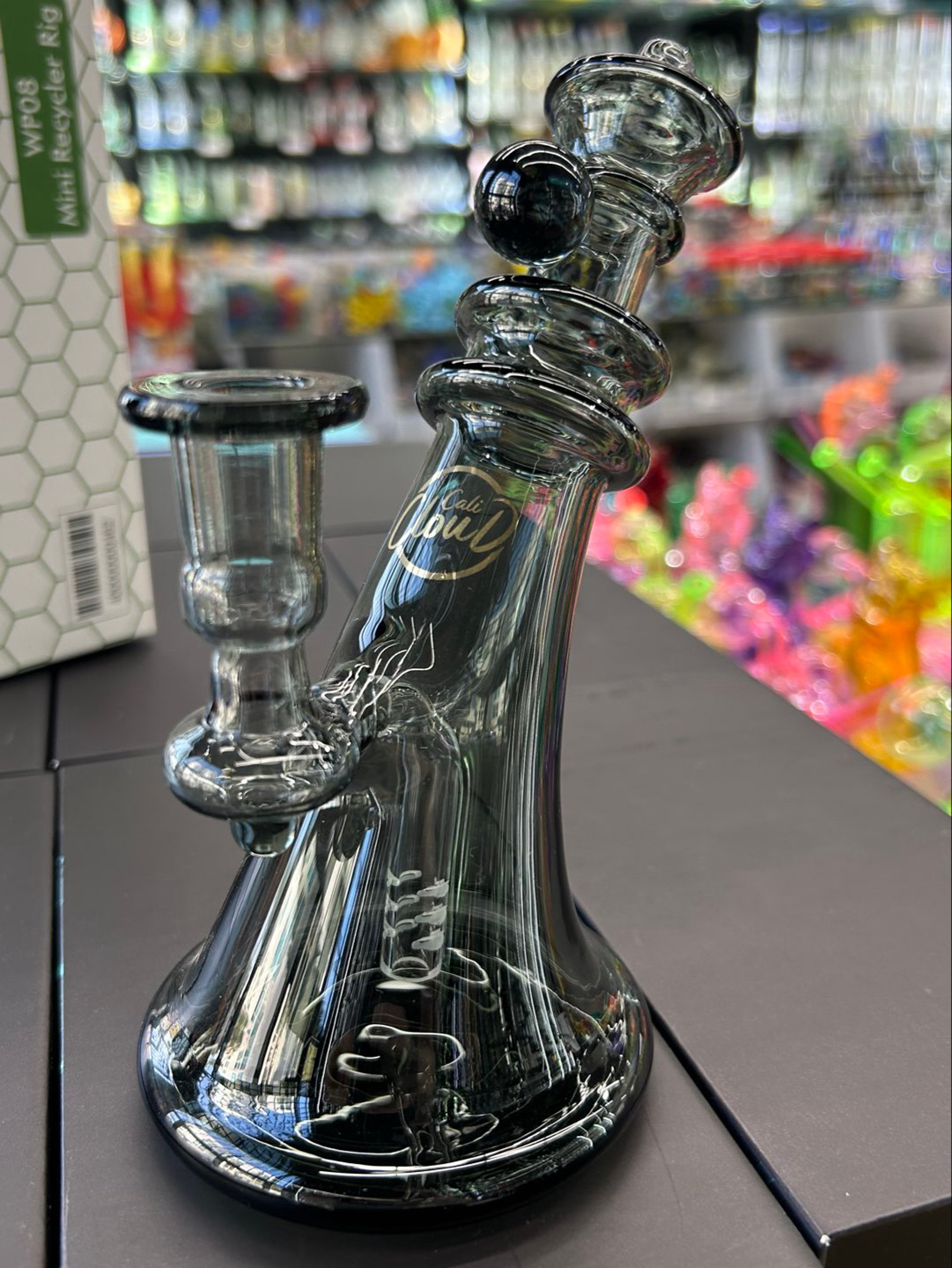 Preview pic of Cali CloudX 8” Art Deco Sloped Bong in Black 🖤