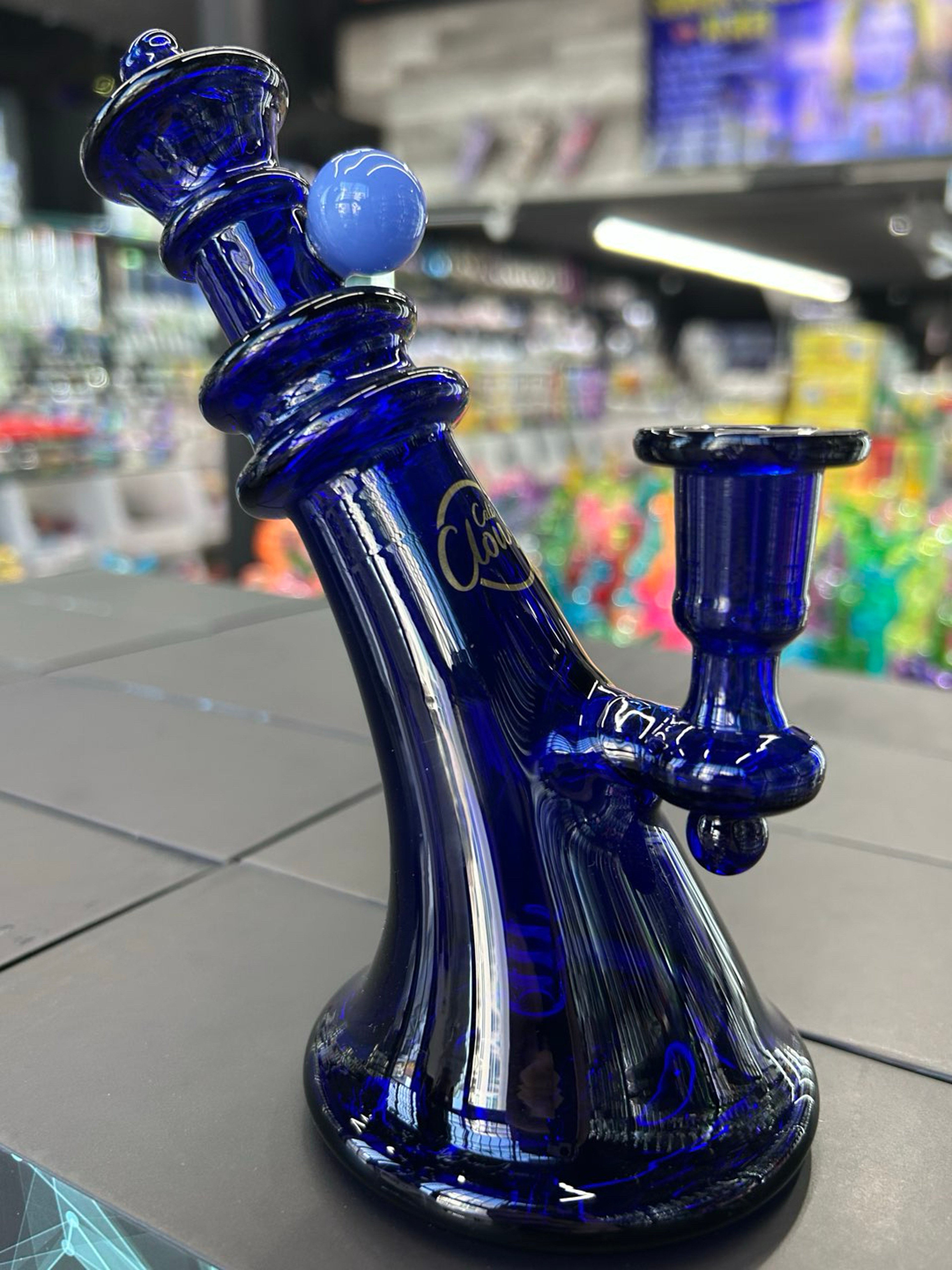 Preview pic of Cali CloudX 8” Art Deco Sloped Bong in Royal Blue 💙