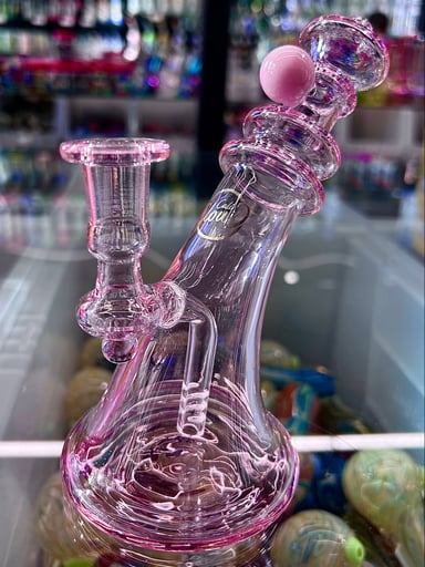 Preview pic of Cali CloudX 8” Art Deco Sloped Bong in Pink 🩷