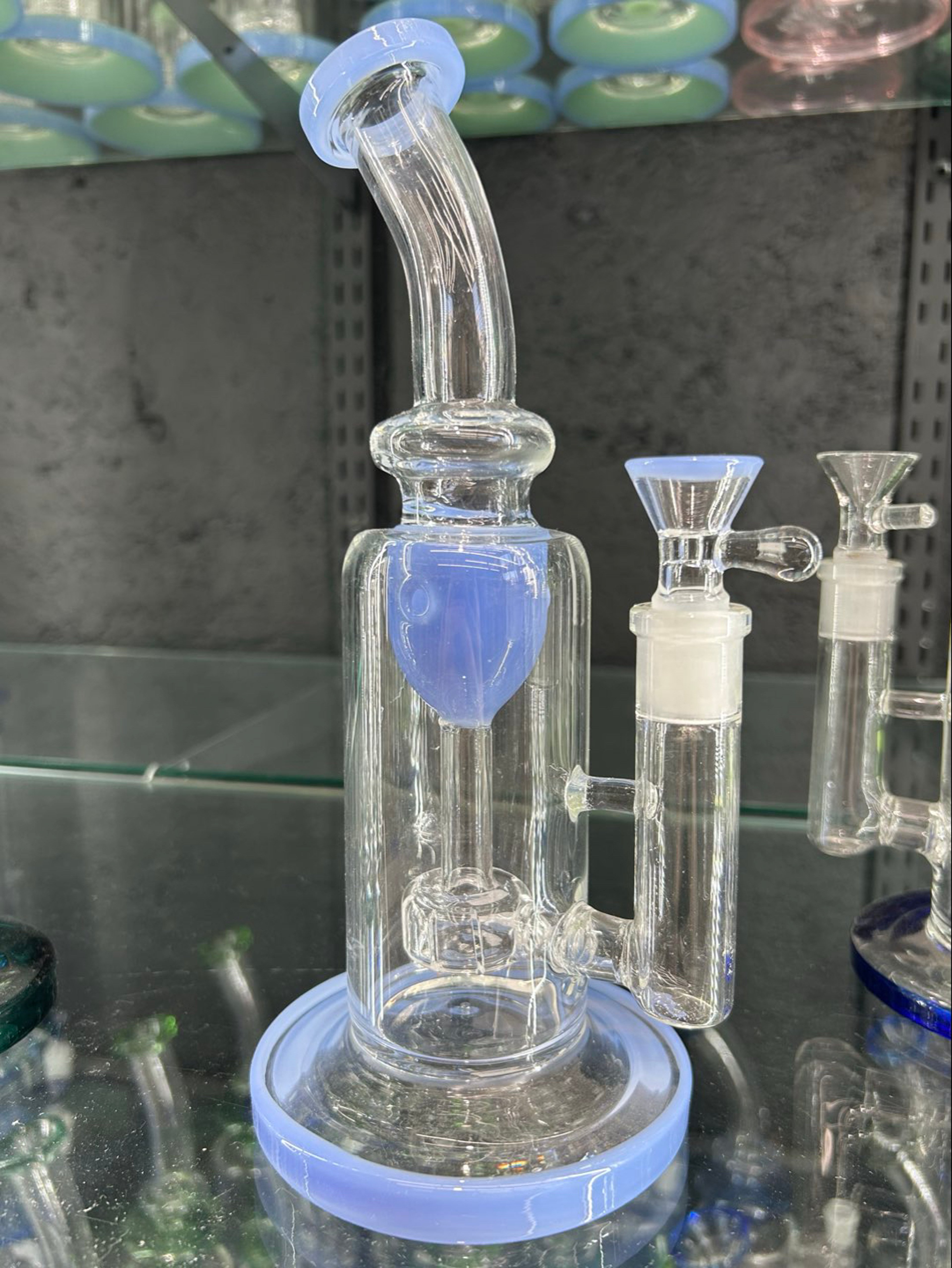 Preview pic of Milky Blue 🐋 9” Incycler Bong w/ a Disc Perc