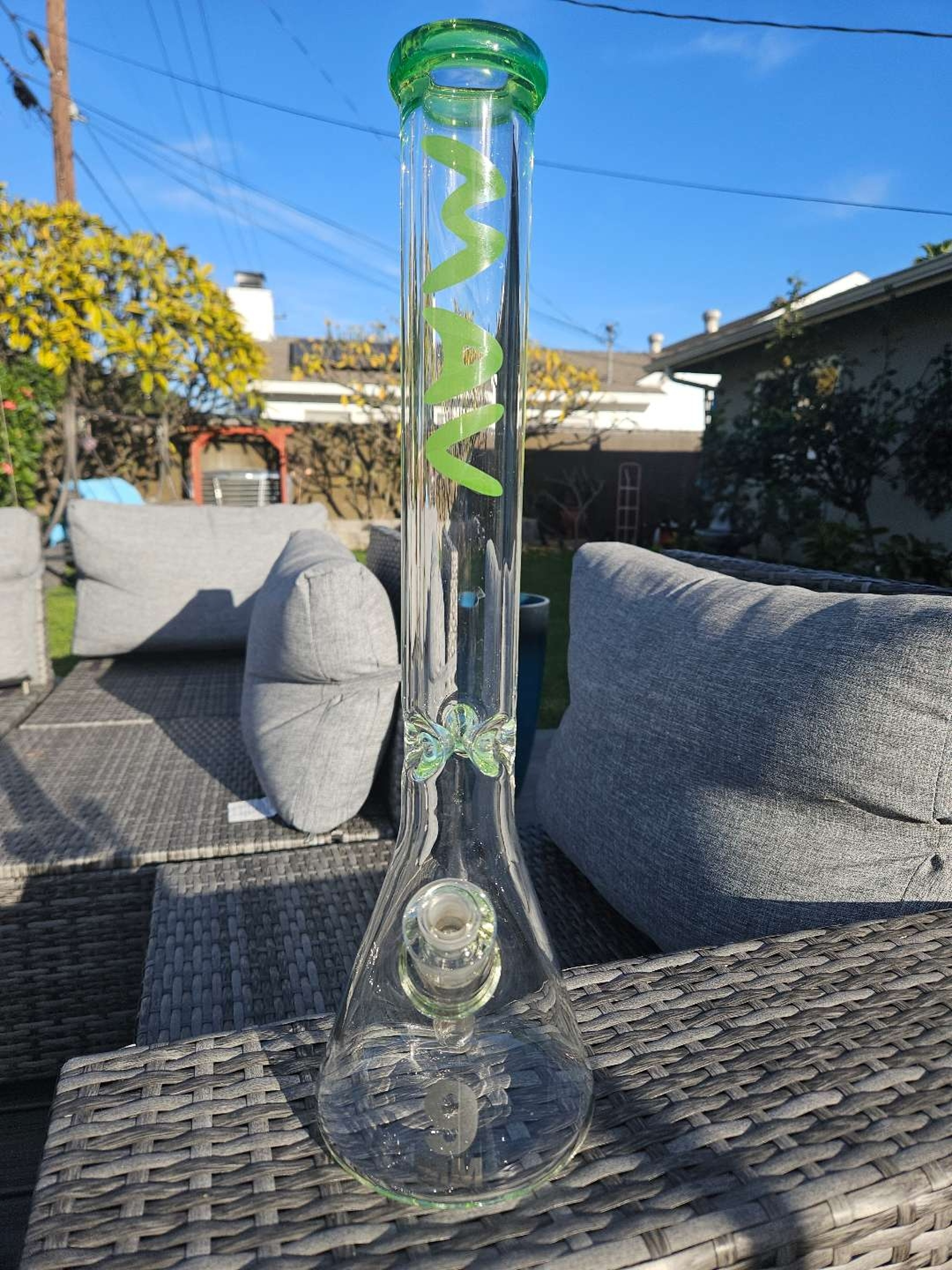 Preview pic of MAV Glass 18" Beaker - Heavy Duty 9mm - Green Logo