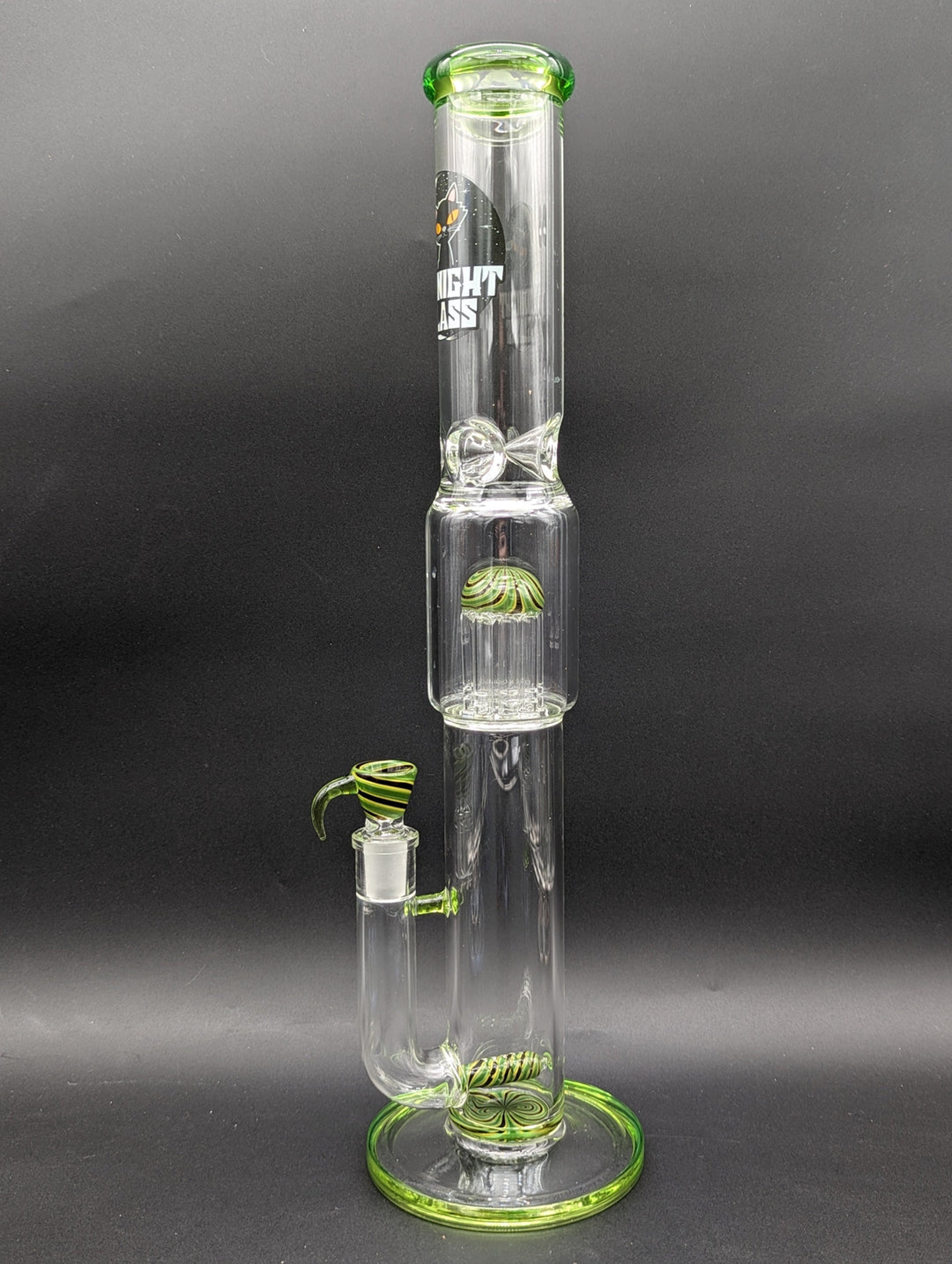 Preview pic of MIDNIGHT GLASS 18" WORKED DUAL PERC STEMLINE TO 8-ARM