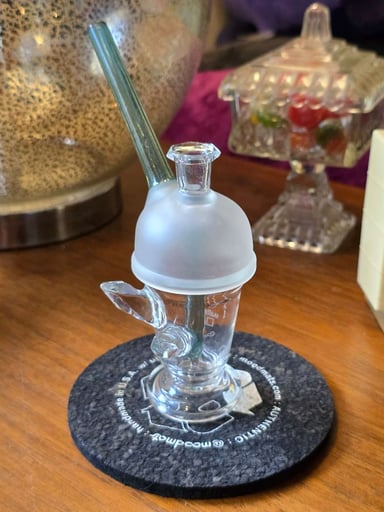 Preview pic of Evol Glass Mini Dabuccino with Frosted "Lid" and Crystal Accents