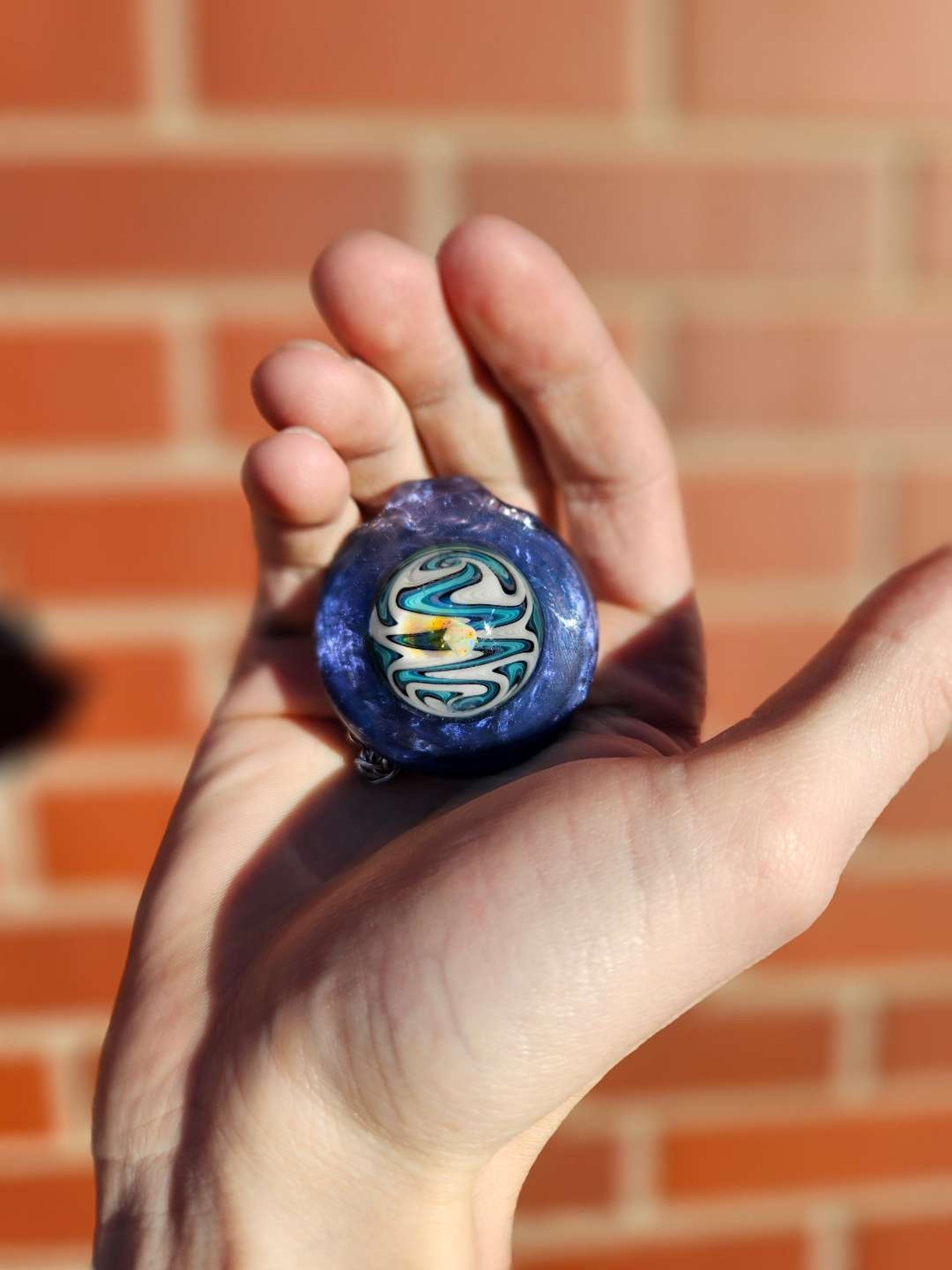 Wig wag disk pendant w/ opal! image 0