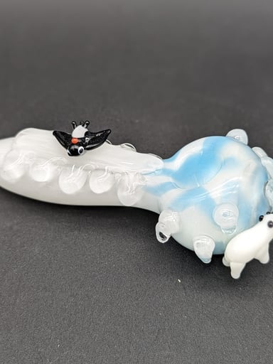 Preview pic of EMPIRE GLASSWORKS SPOON PIPE - ICY PENGUINS - SMALL