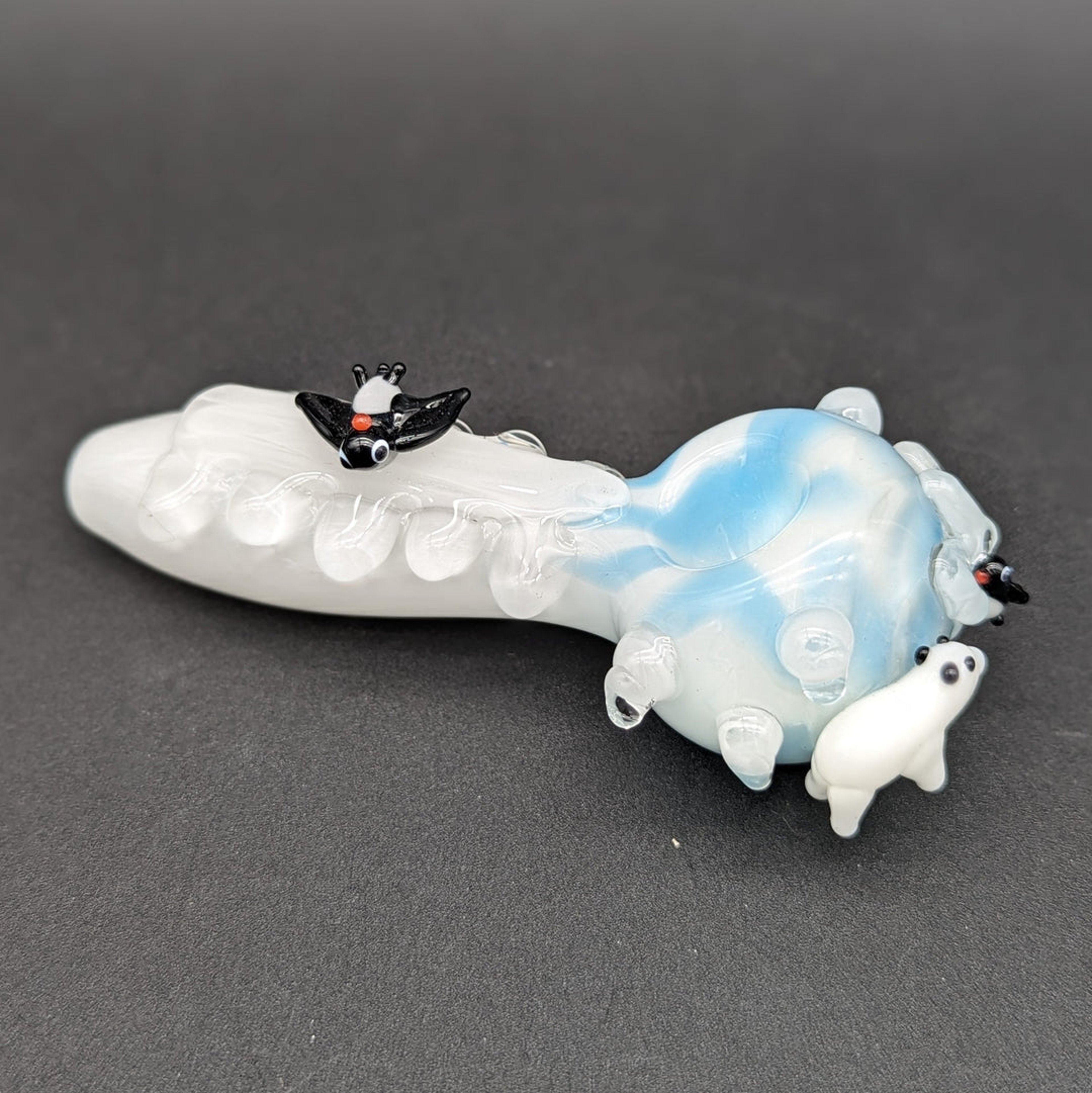 Preview pic of EMPIRE GLASSWORKS SPOON PIPE - ICY PENGUINS - SMALL