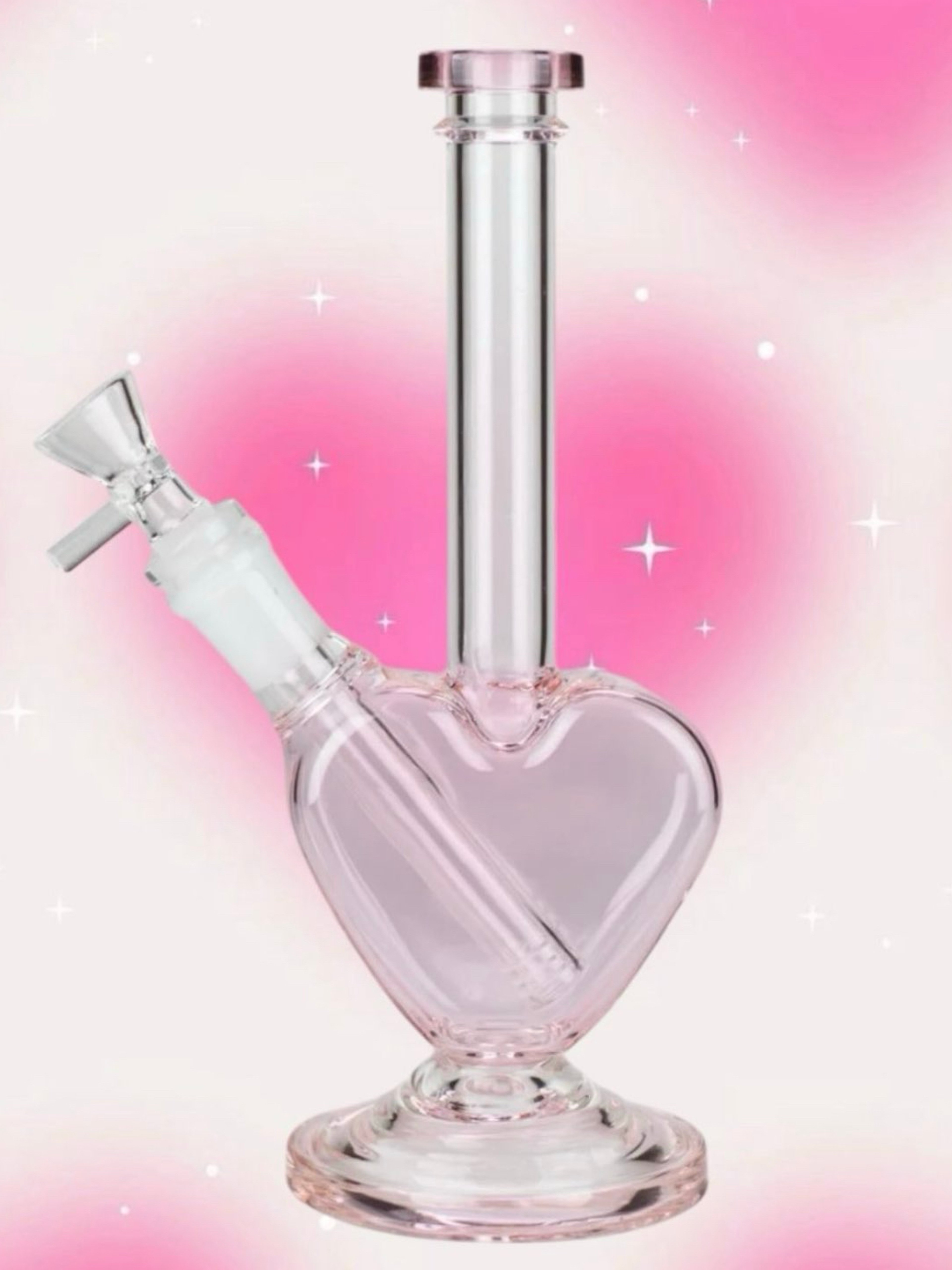 Preview pic of 3 Piece 10” Straight-tube Bong w/ Pink Heart-Shaped 🩷 Chamber