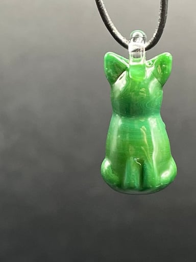 Preview pic of Solid green miniature cat pendant.