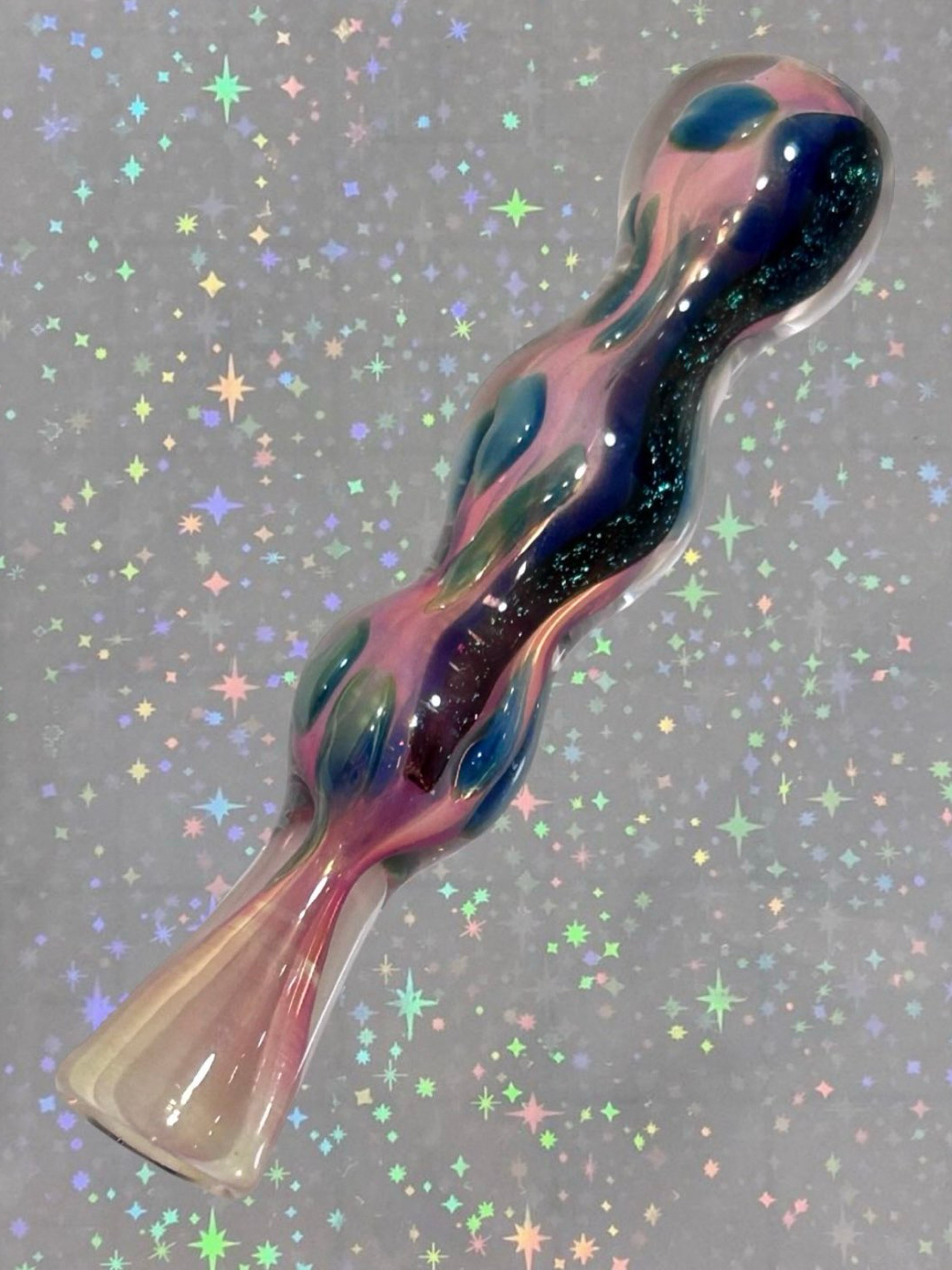 Dreamy Cosmic Multicolored Glittery 4” Chillum image 0