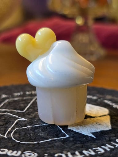 Preview pic of Large Cupcake Pendant with Yellow Heart by Bambi Glass