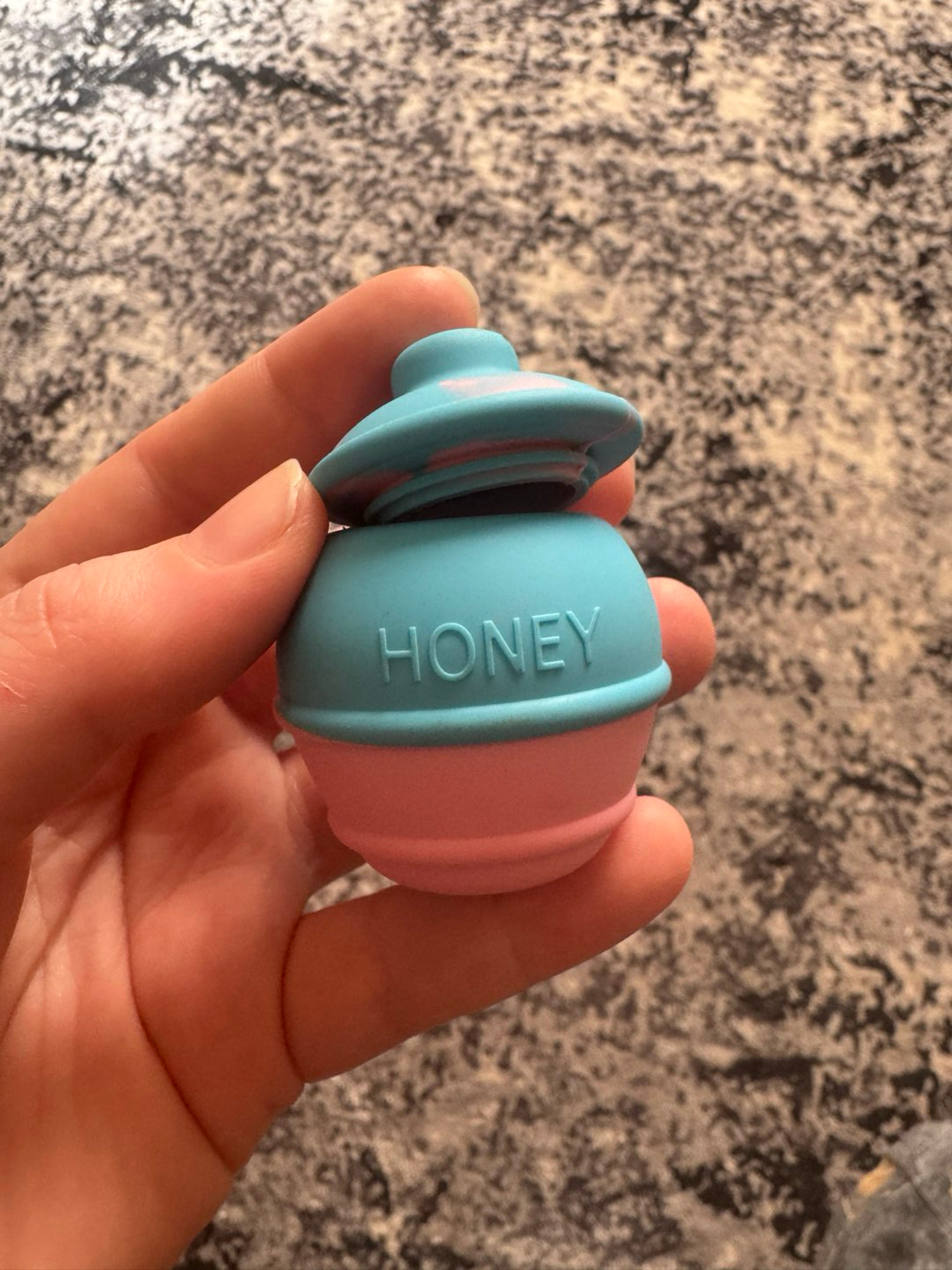 Silicone blue and pink honey jar image 0