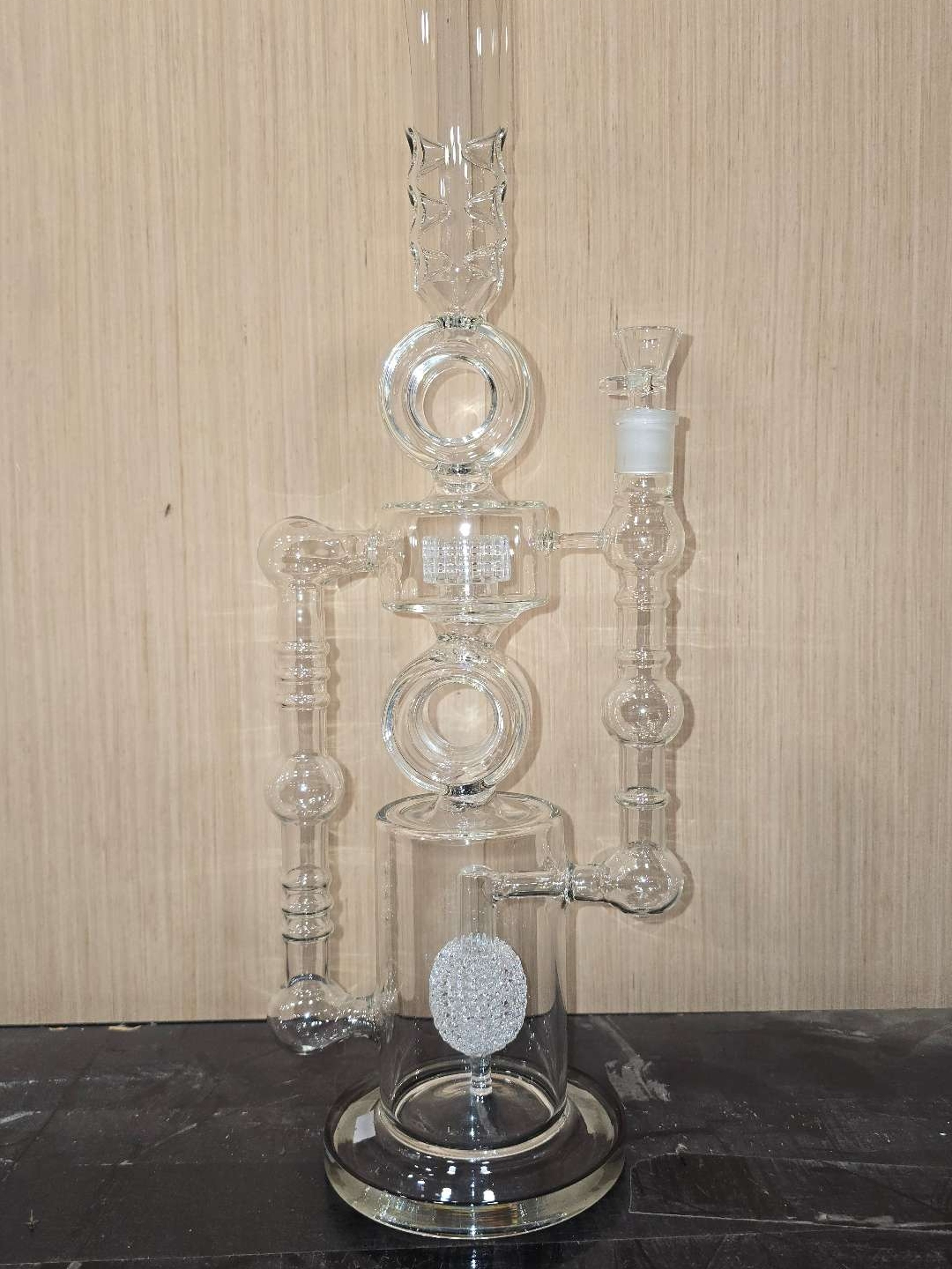 Preview pic of 18 inch tall recycler rig with chandelier style percolator