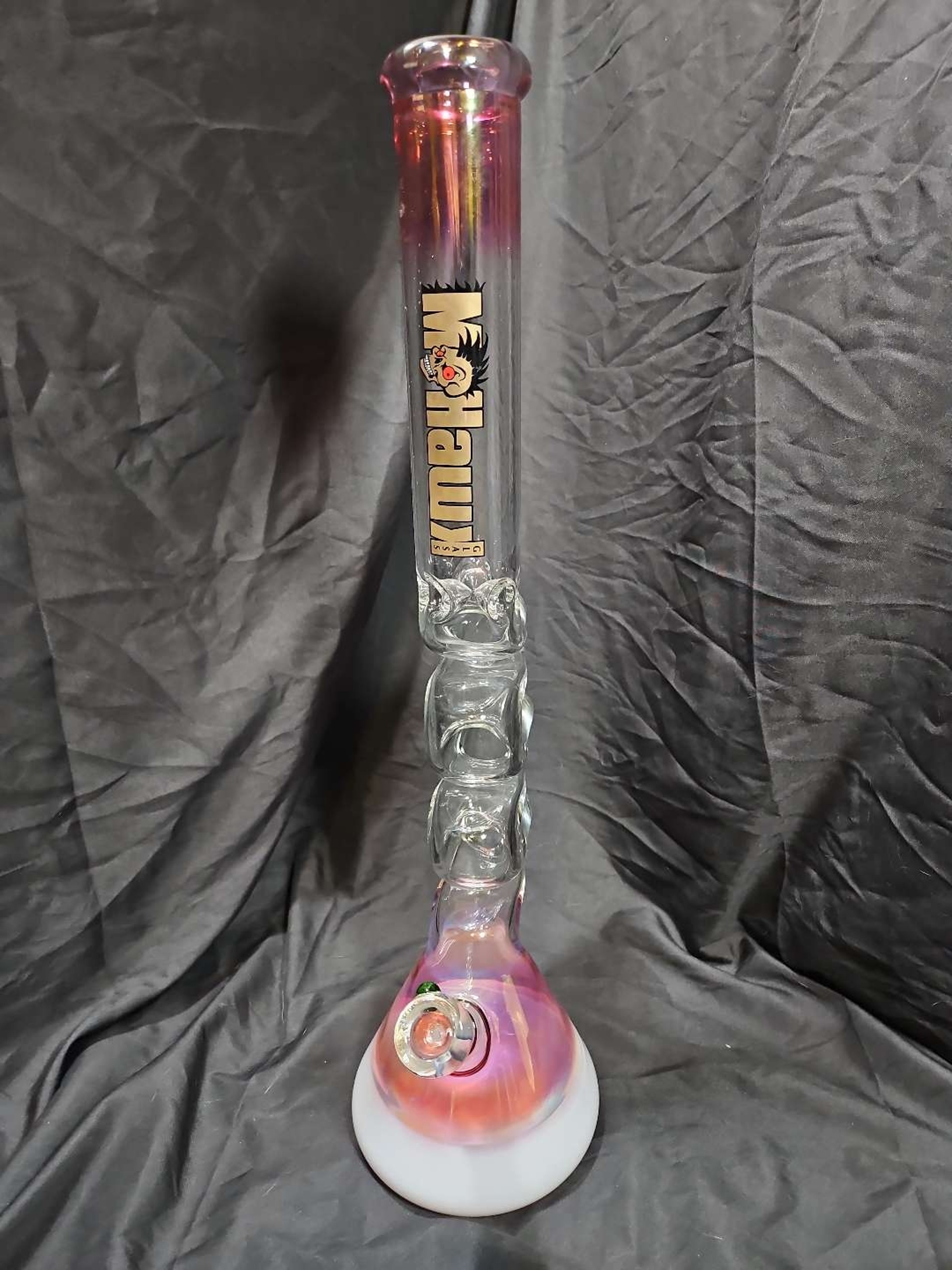 Preview pic of Krunk Glass 3-Kink Straight Tube Beaker Bong – Color Fade Base – New