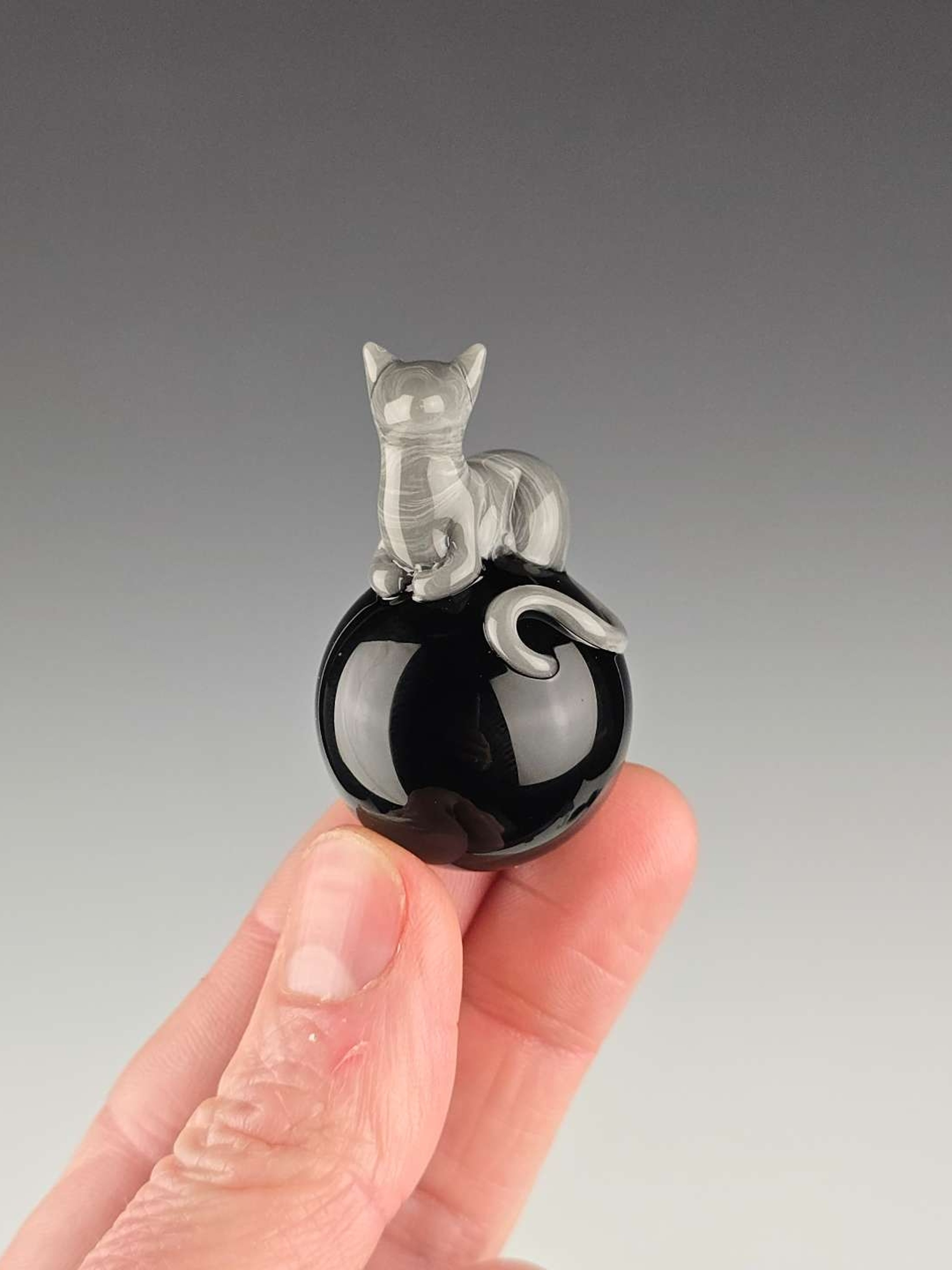 Preview pic of Spiller Woods 26mm Gray Tabby on Onyx Marble