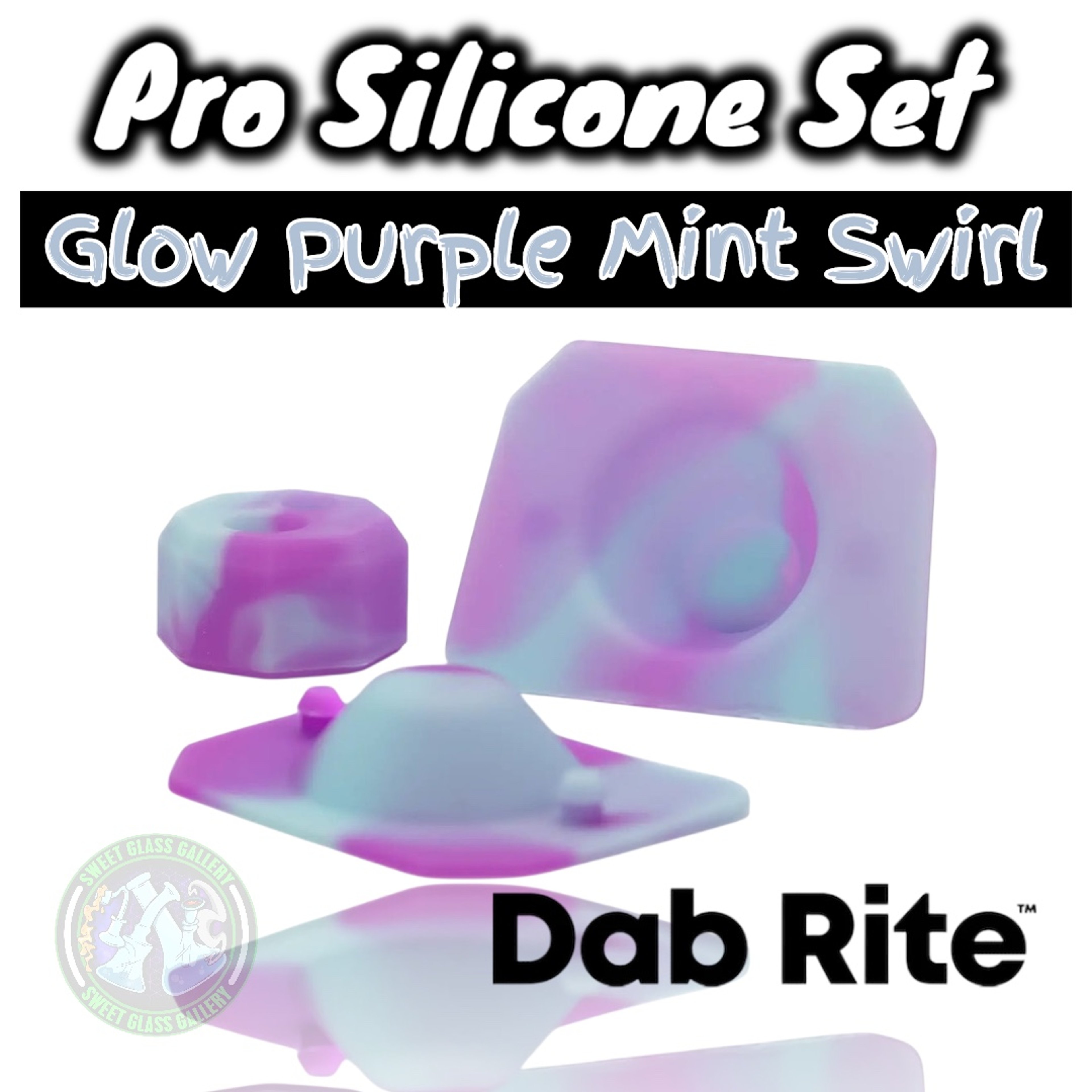 Dab Rite - Pro Silicone Set - Glow Purple Mint Swirl image 0