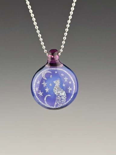 Preview pic of Moon & Stars Kitty dichro image pendant