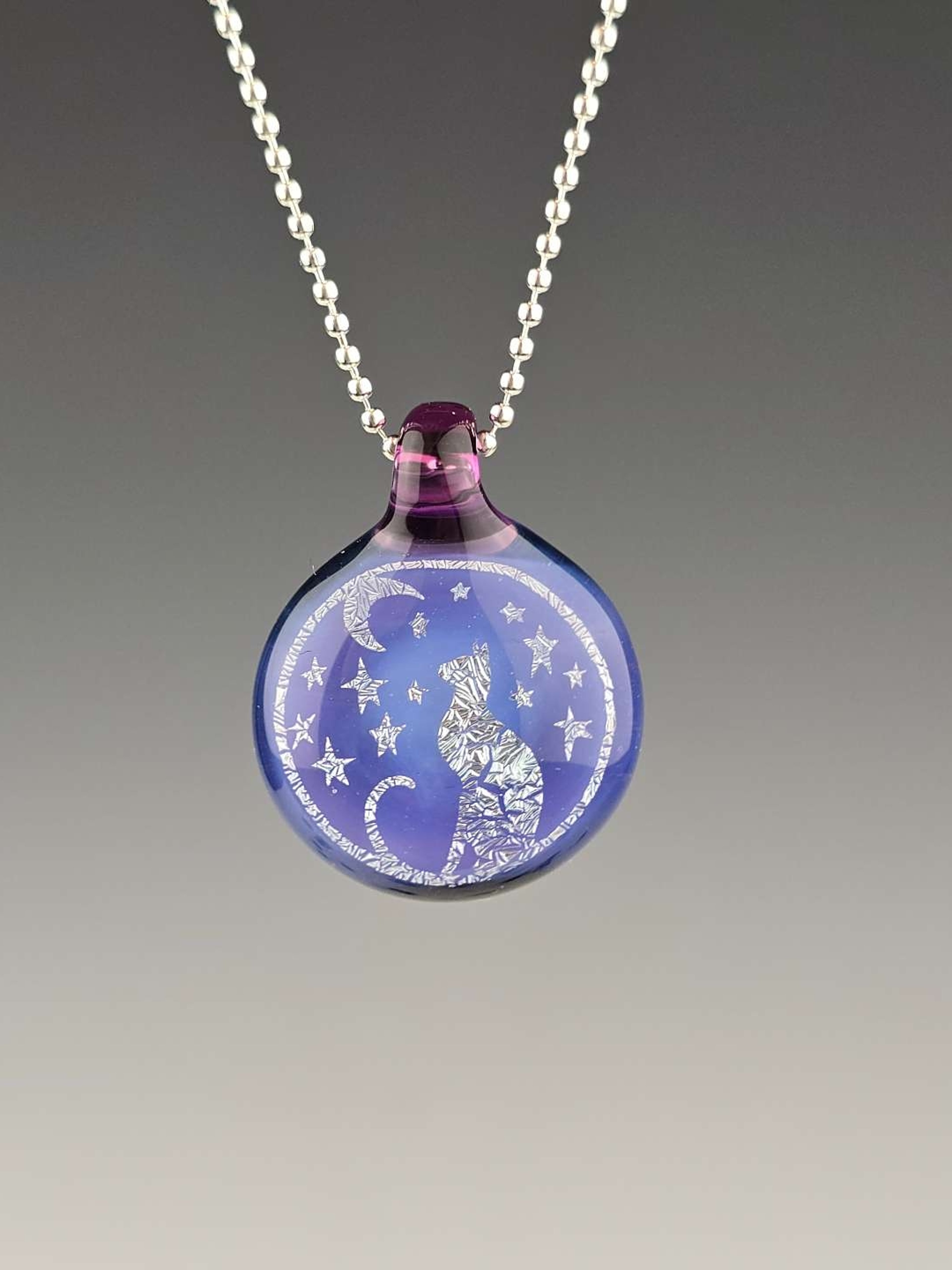 Preview pic of Moon & Stars Kitty dichro image pendant
