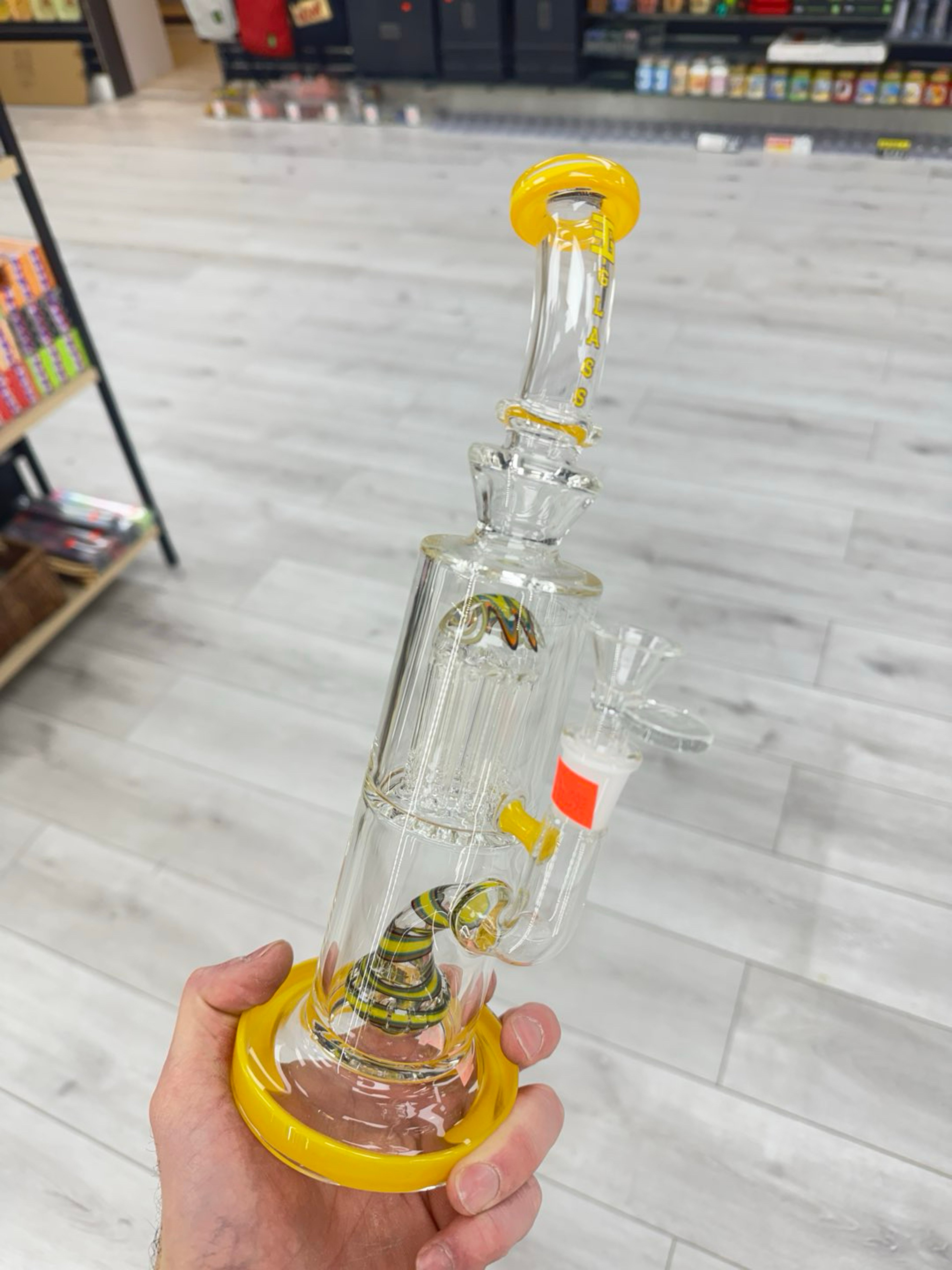Eg glass double perc rig yellow image 0