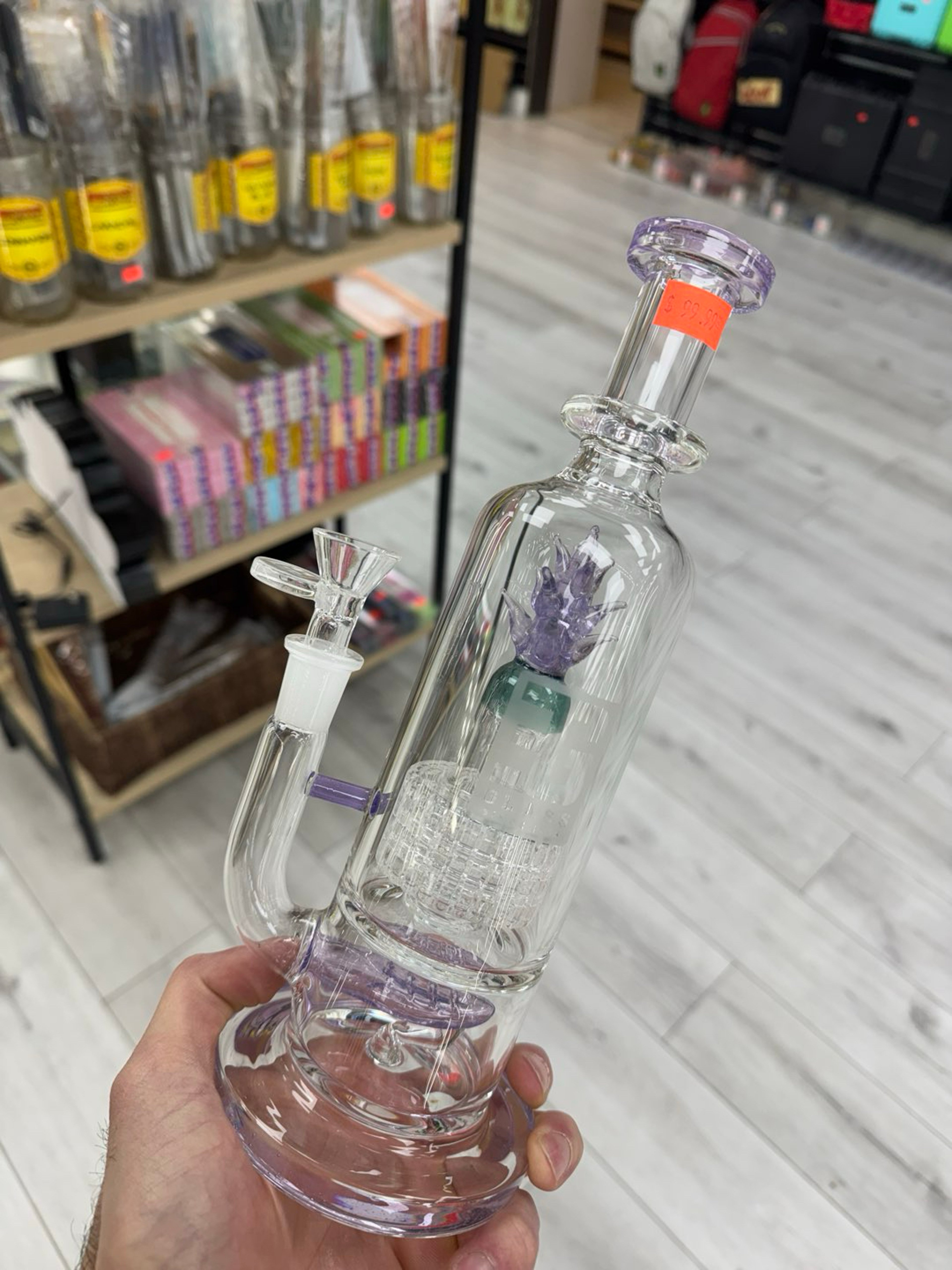 Eg glass double perc dab rig flower purple image 0