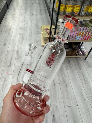 Preview pic of Eg glass double perc dab rig flower red