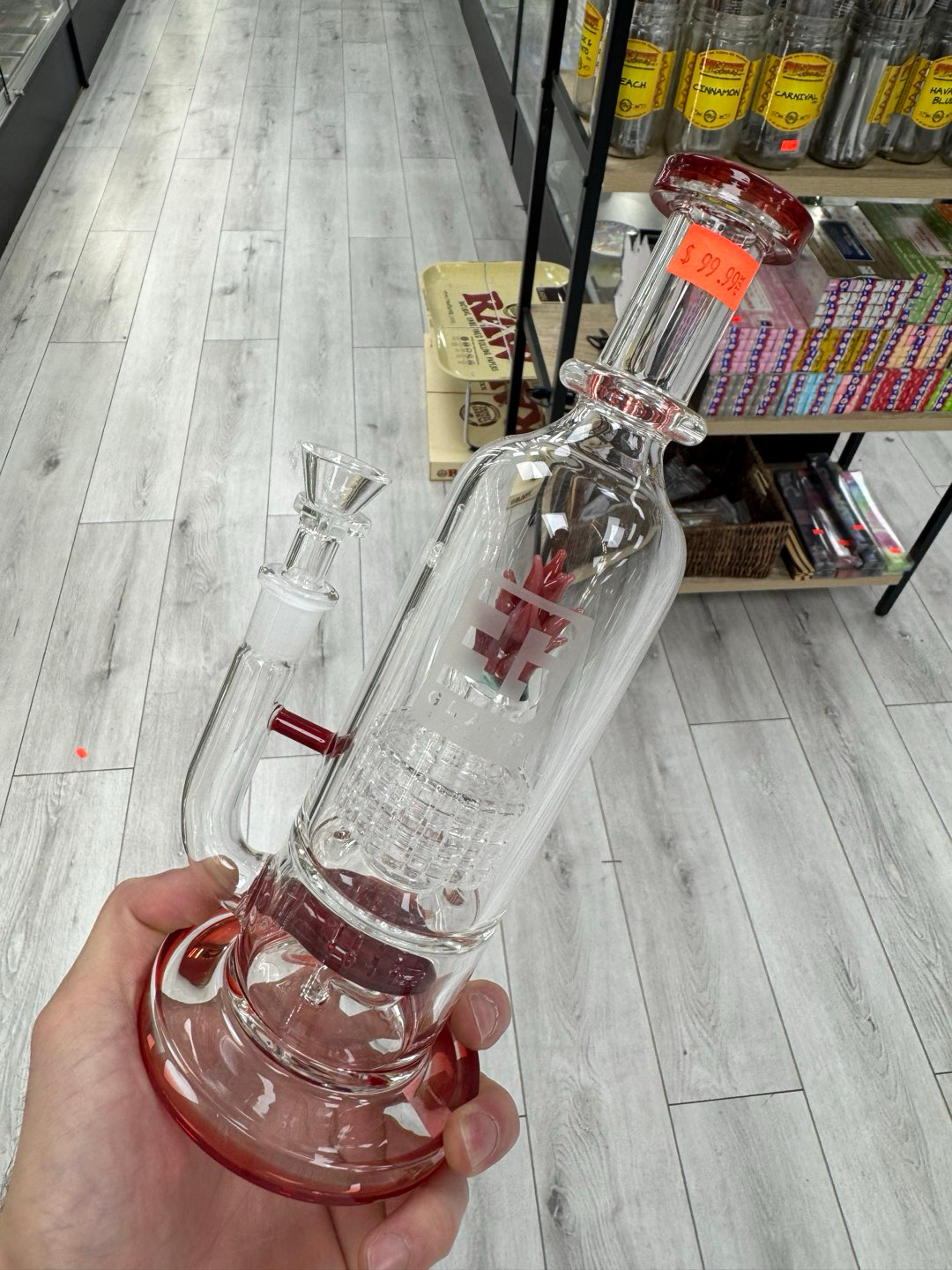 Eg glass double perc dab rig flower red image 0