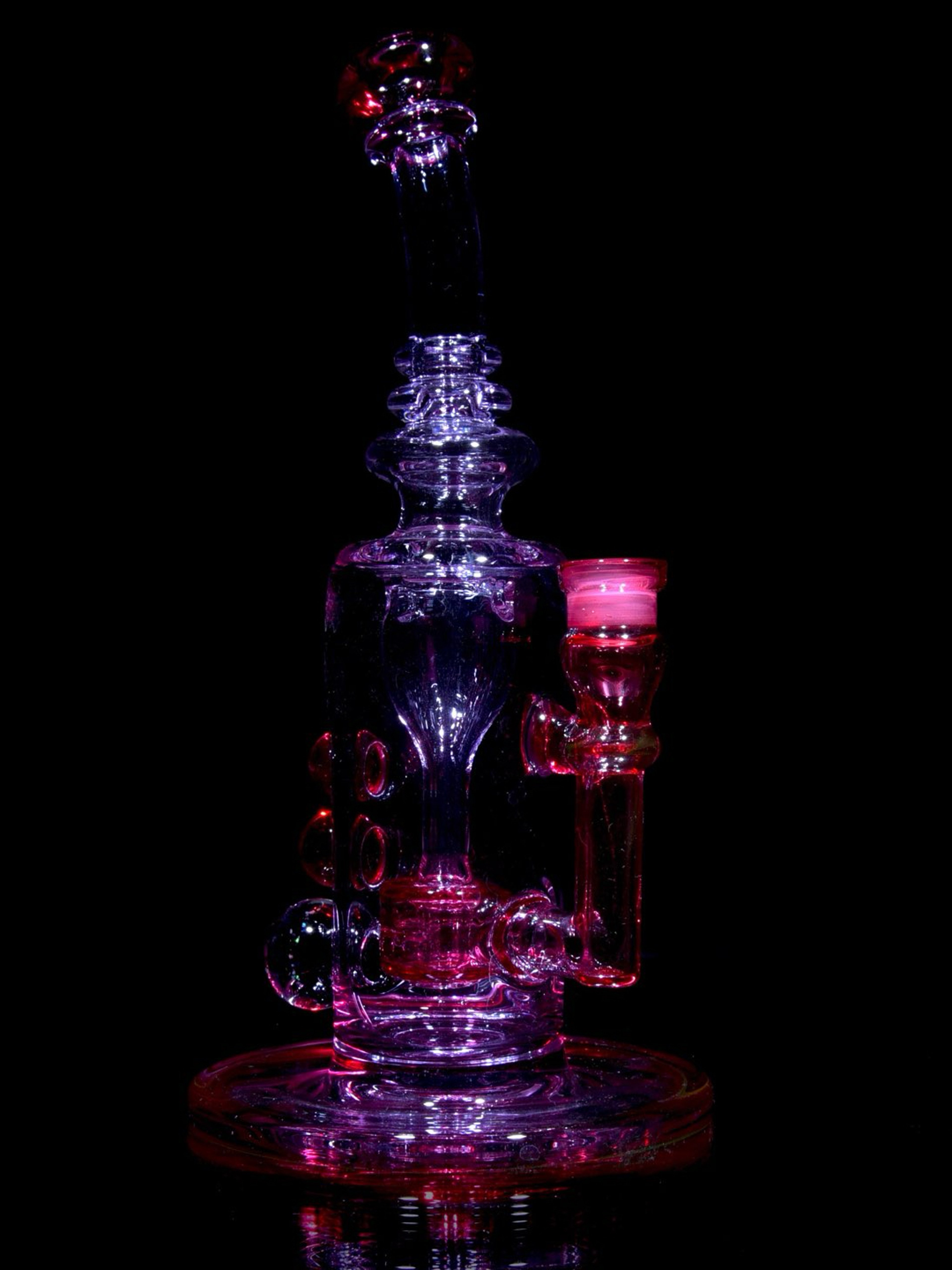 Preview pic of Davin Titland - Full-Color Double-uptake Mini Tornada Recycler - Gold Ruby/CFL Purple Amethyst - 14mm Femaleo