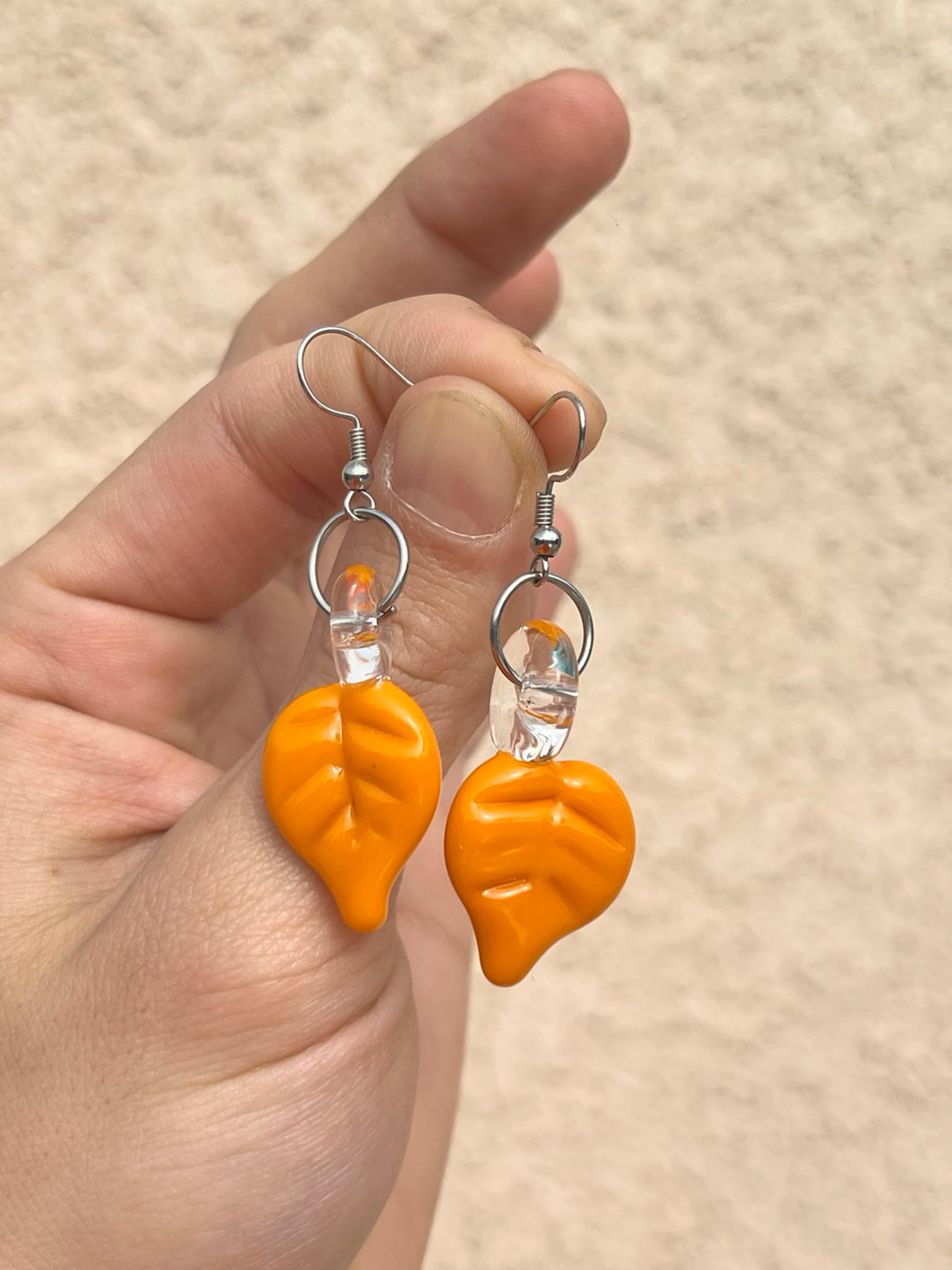 Preview pic of Orange leaf earrings