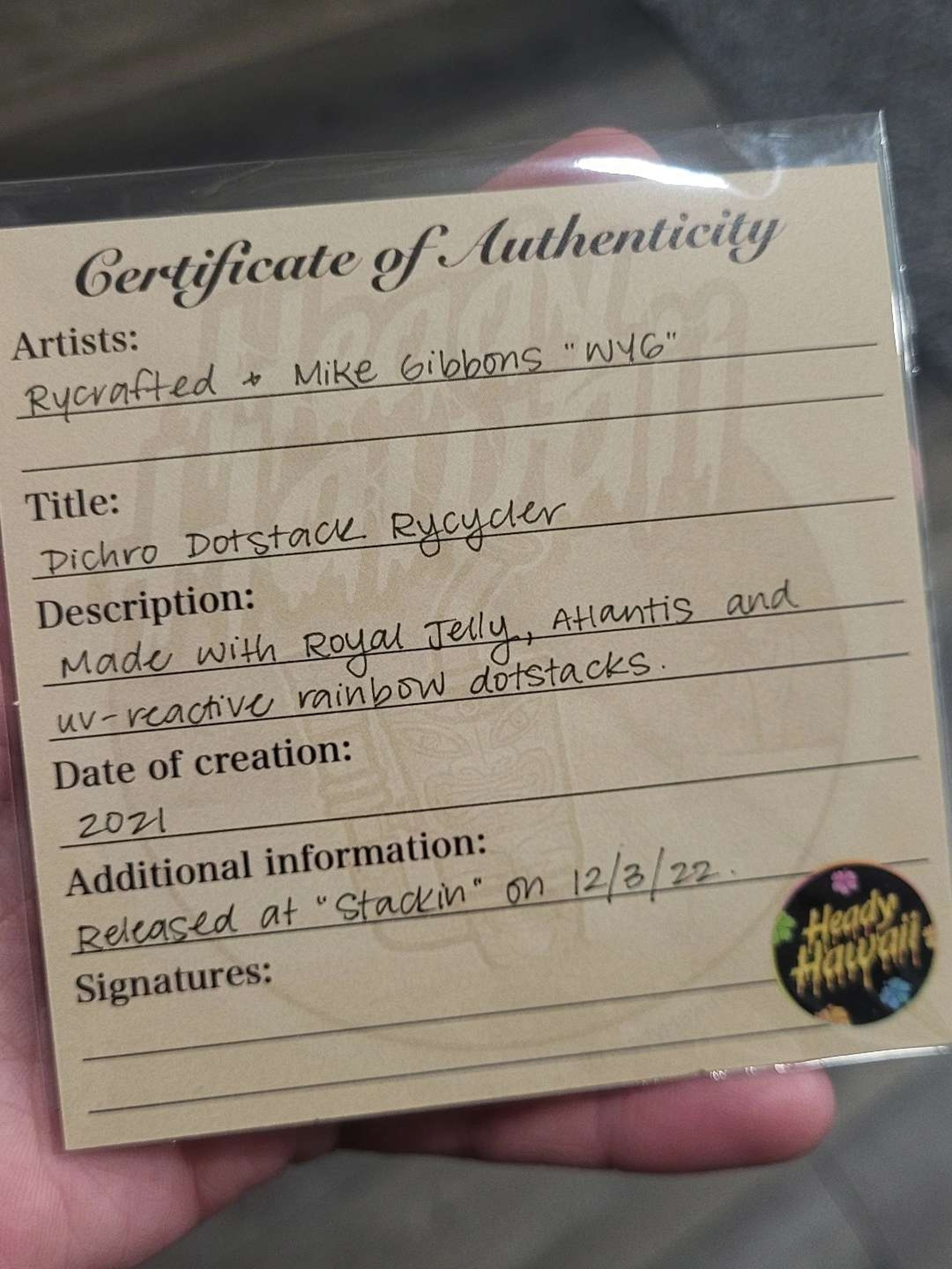 Preview pic of Rycrafted x wyg_glass_hawaii