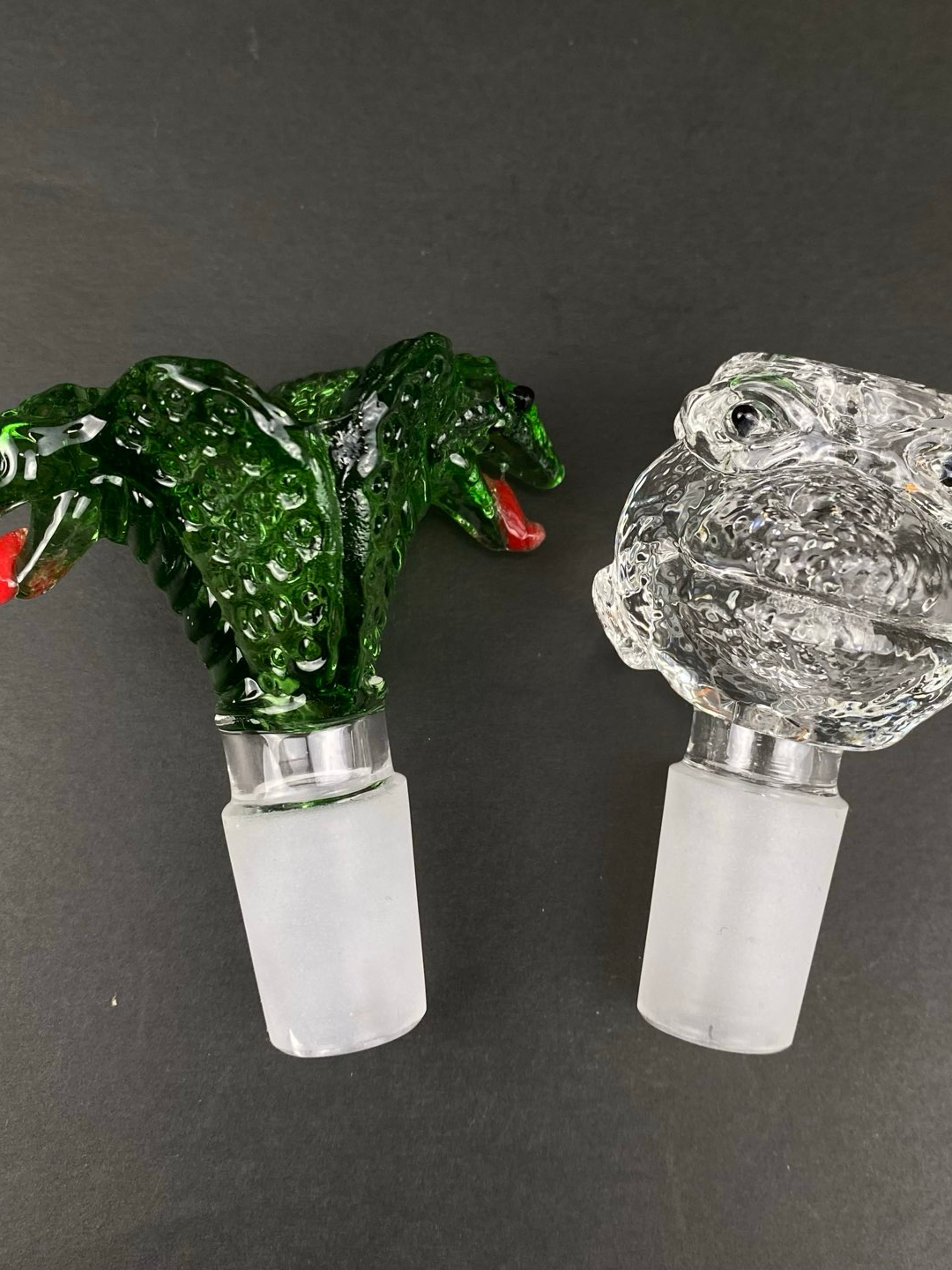 Preview pic of Dual Snake & Ninja Turtle 18mm Glass Flower Slide Bowl