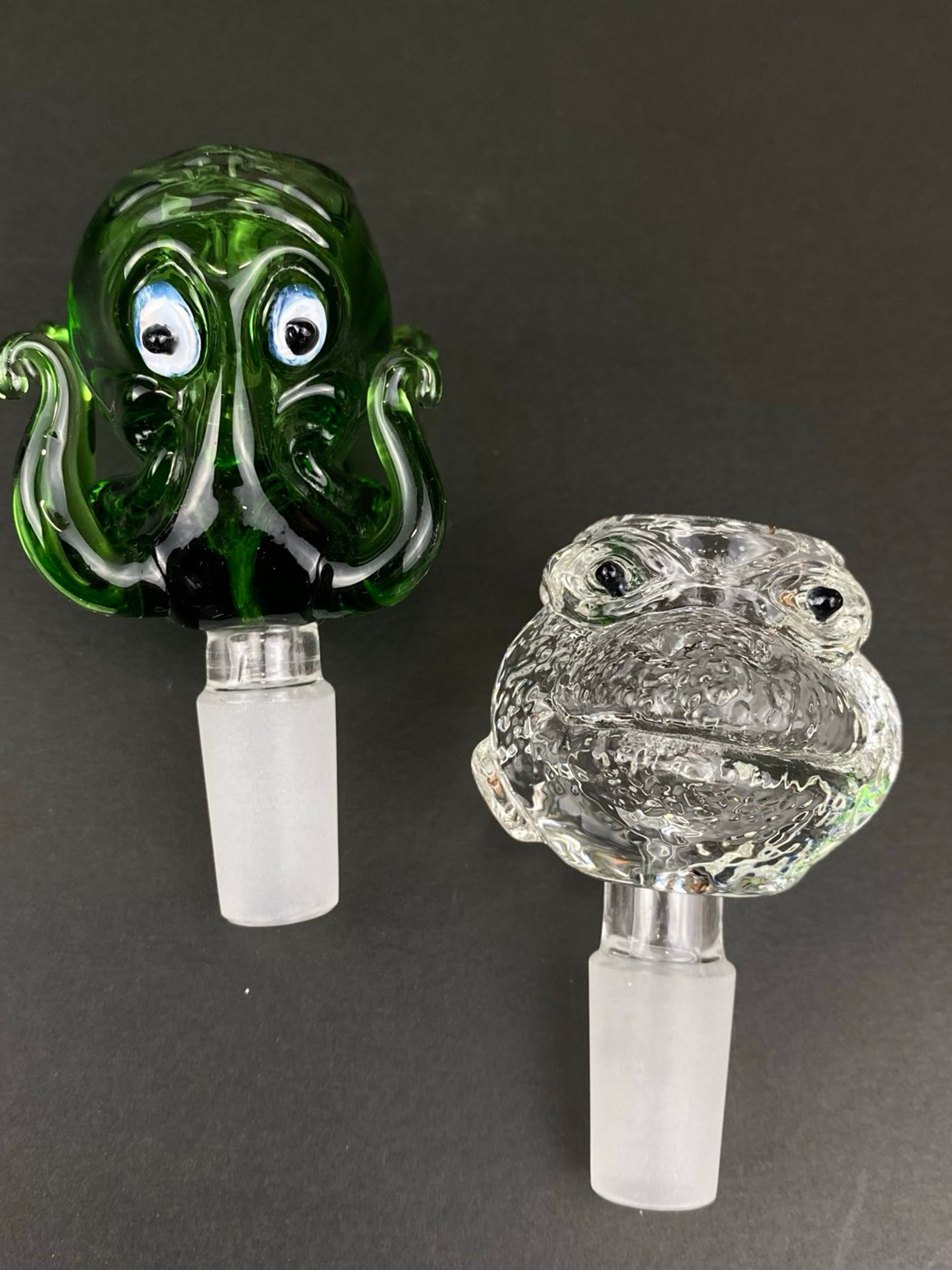 Preview pic of 14mm Single Hole Glass Bowl Slide – Octopus & Ninja Turtle Style