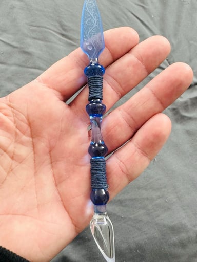 Preview pic of 🔥RARE 🔥AKALINE GLASS ETCHED/BLASTED/HEMP WRAPPED SCOOP/DAGGER DAB TOOL