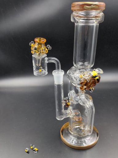 Preview pic of EMPIRE GLASSWORKS BEEHIVE RECYCLER W/ BANGER, CAP, AND PEARLS