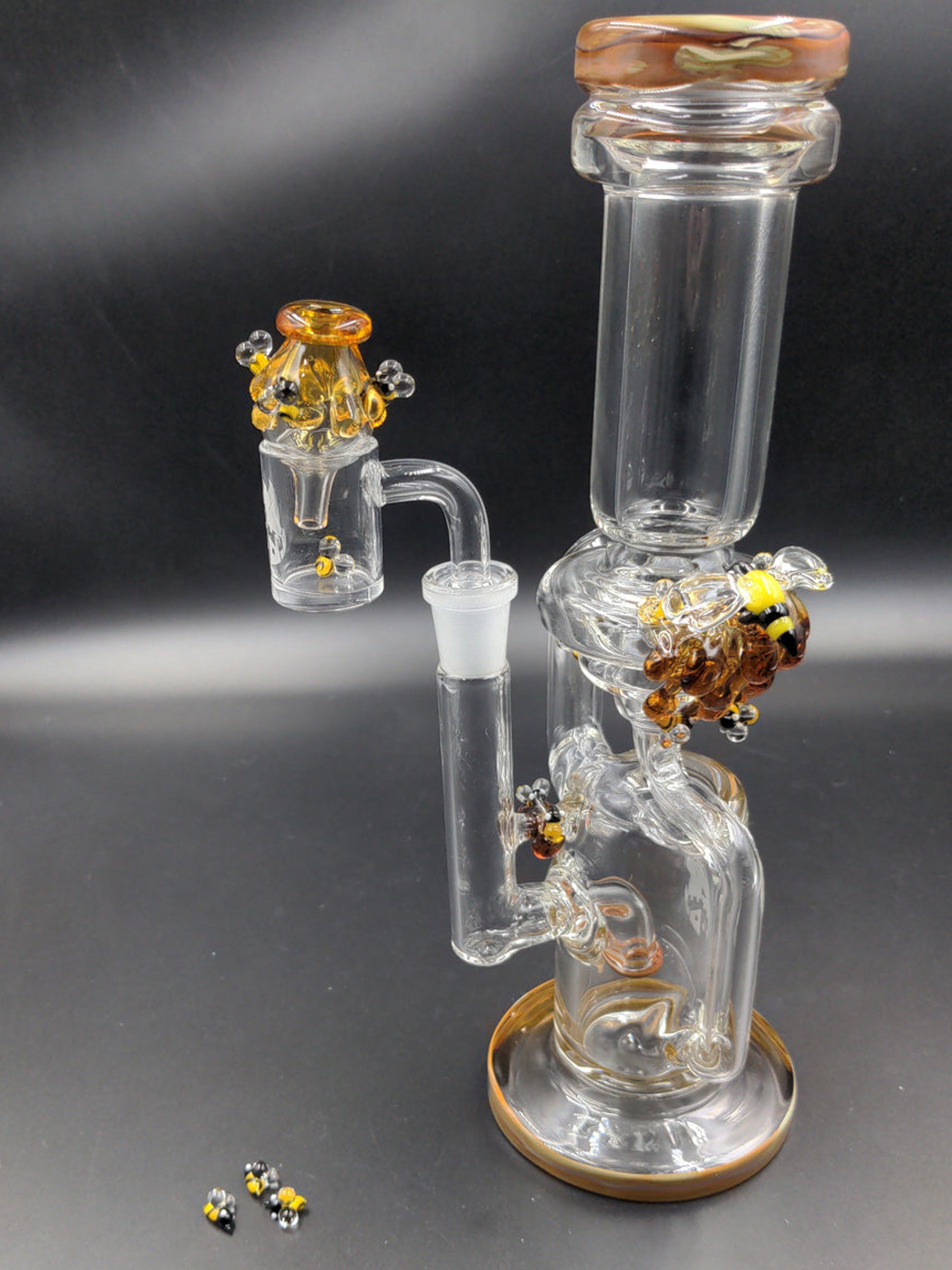 EMPIRE GLASSWORKS BEEHIVE RECYCLER W/ BANGER, CAP, AND PEARLS image 0