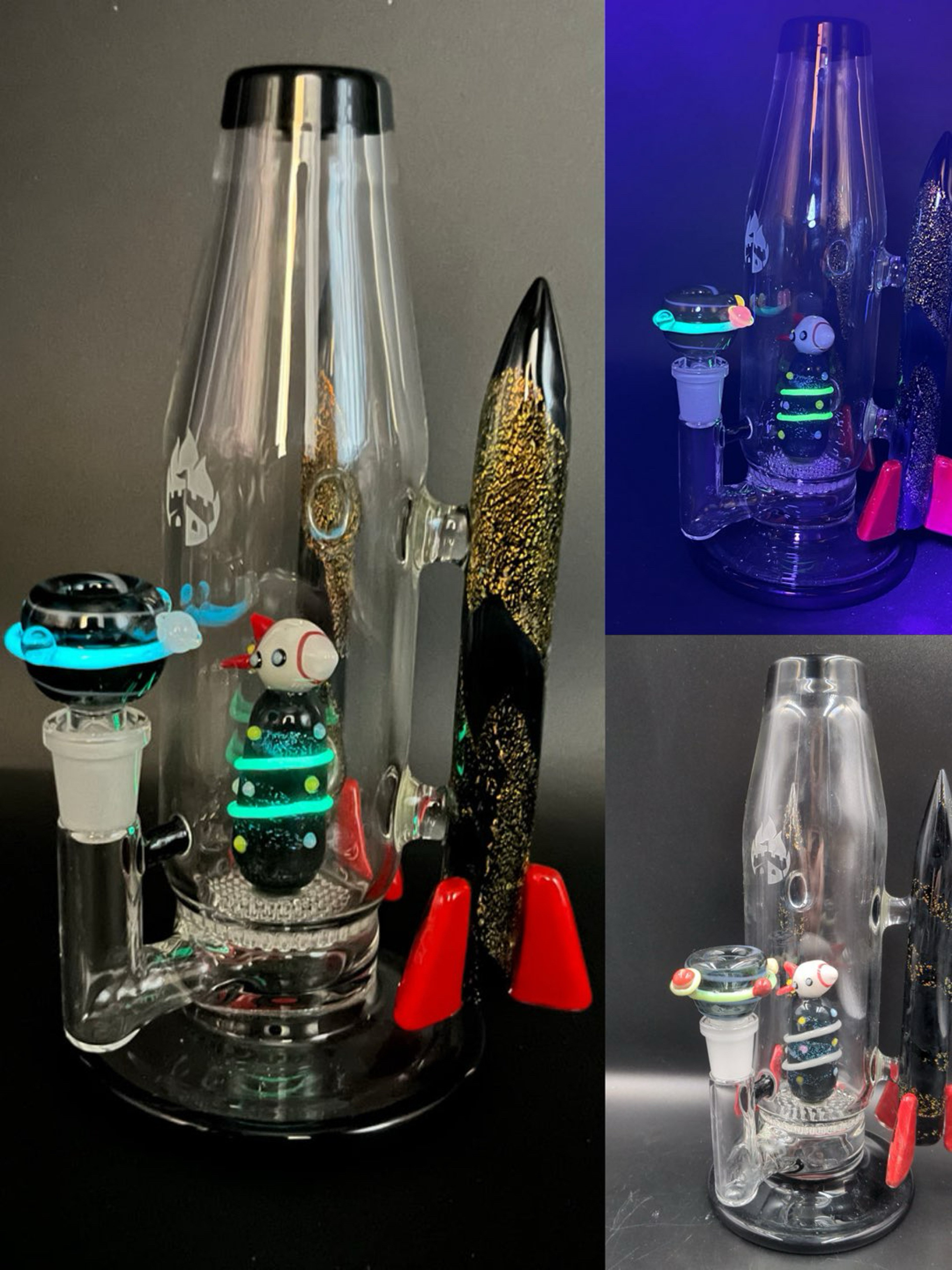 Preview pic of UV EMPIRE GLASSWORKS GALACTIC ROCKET SHIP BONG