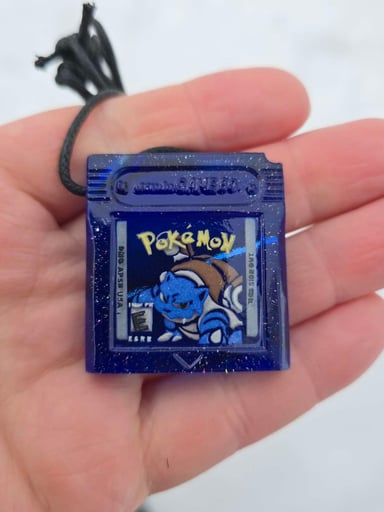 Preview pic of Seconds Pokemon Blue Blastoise Layered Game Cartridge Pendant