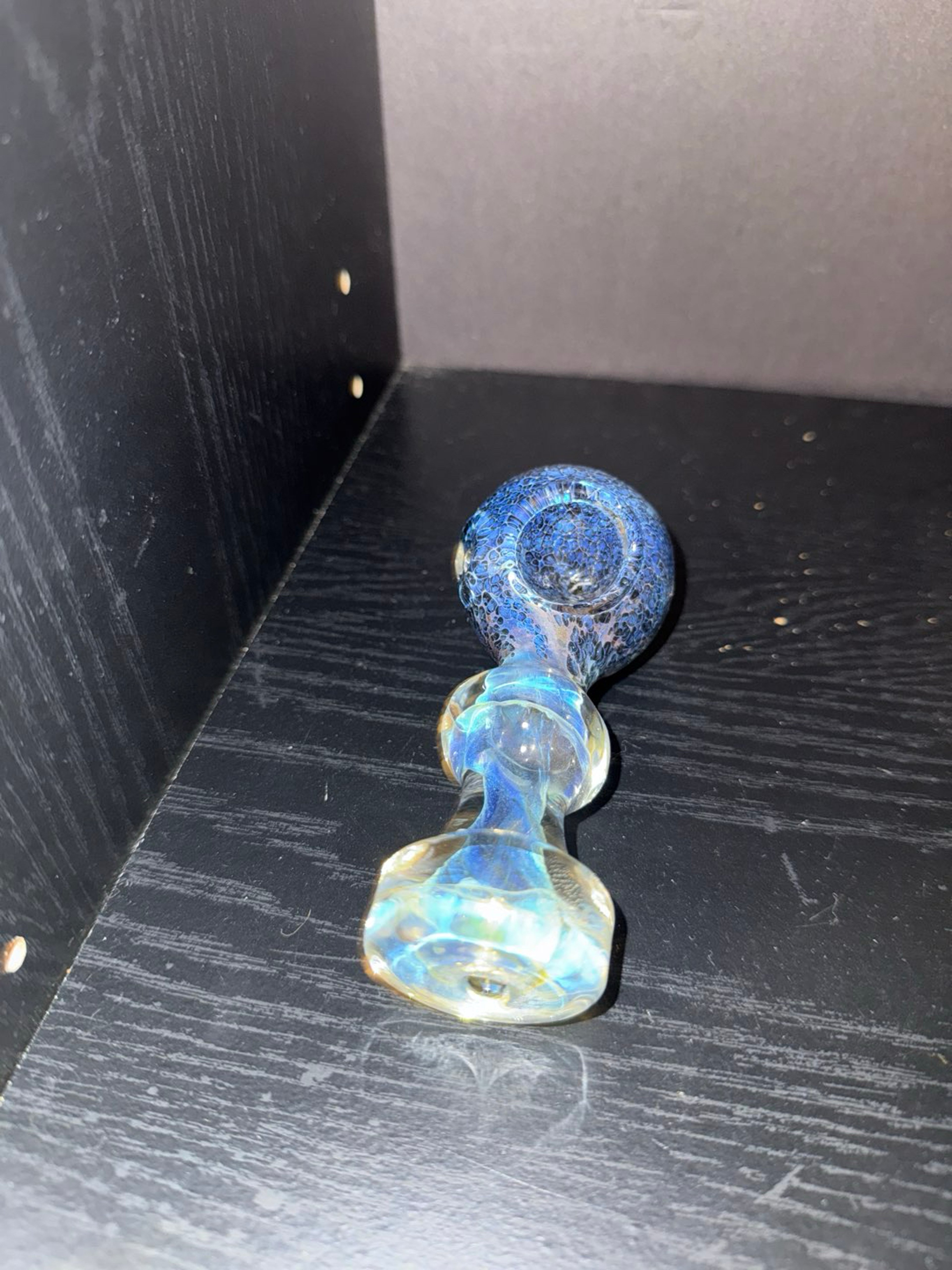 Preview pic of Recently cleaned blue and clear glass pipe