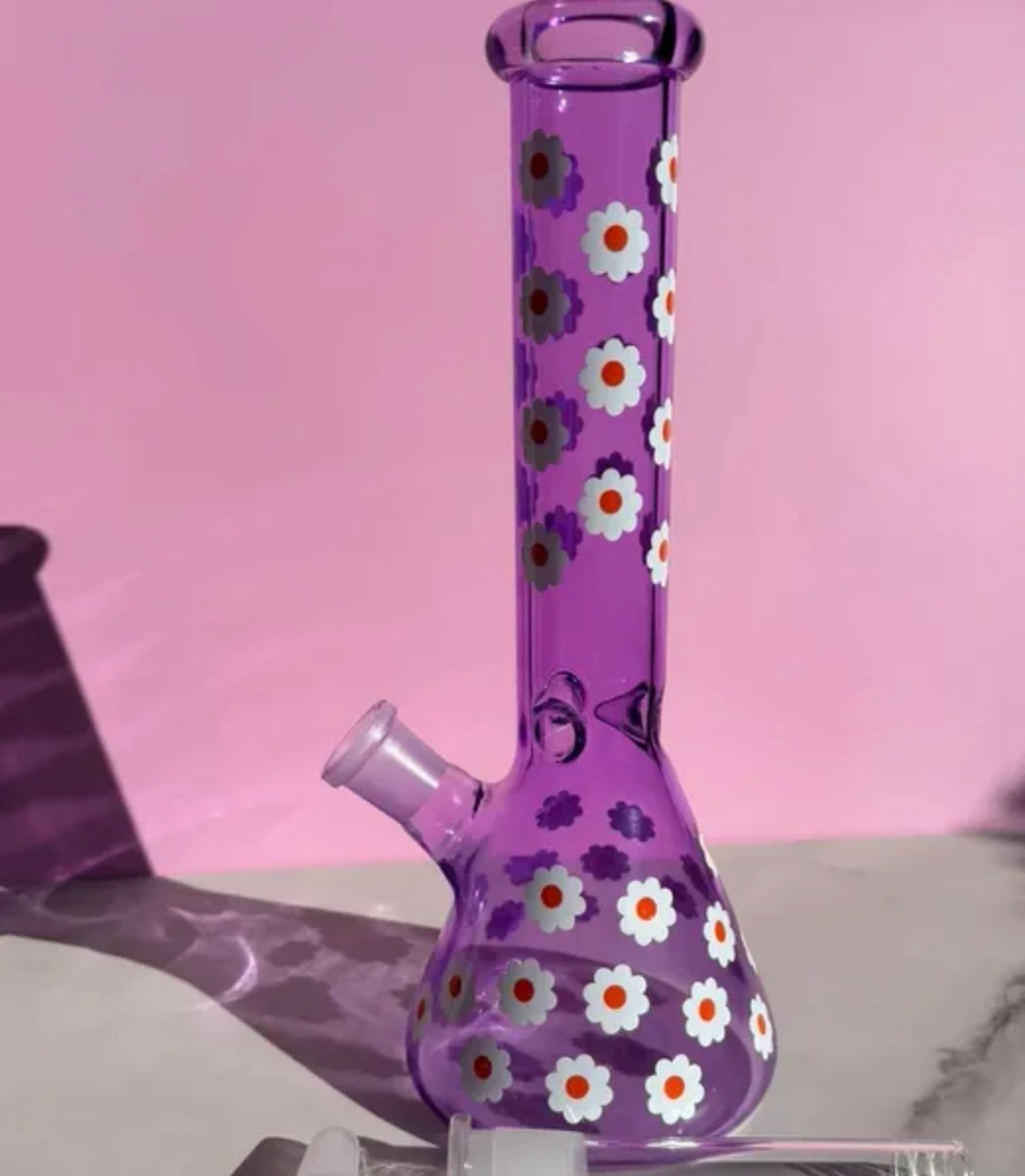 Purple flower power 14mm beaker image 0