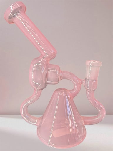 Preview pic of Translucent Light Pink 🩰 3 Arm Recycler w/ a Pyramid Base & Donut Chamber Design