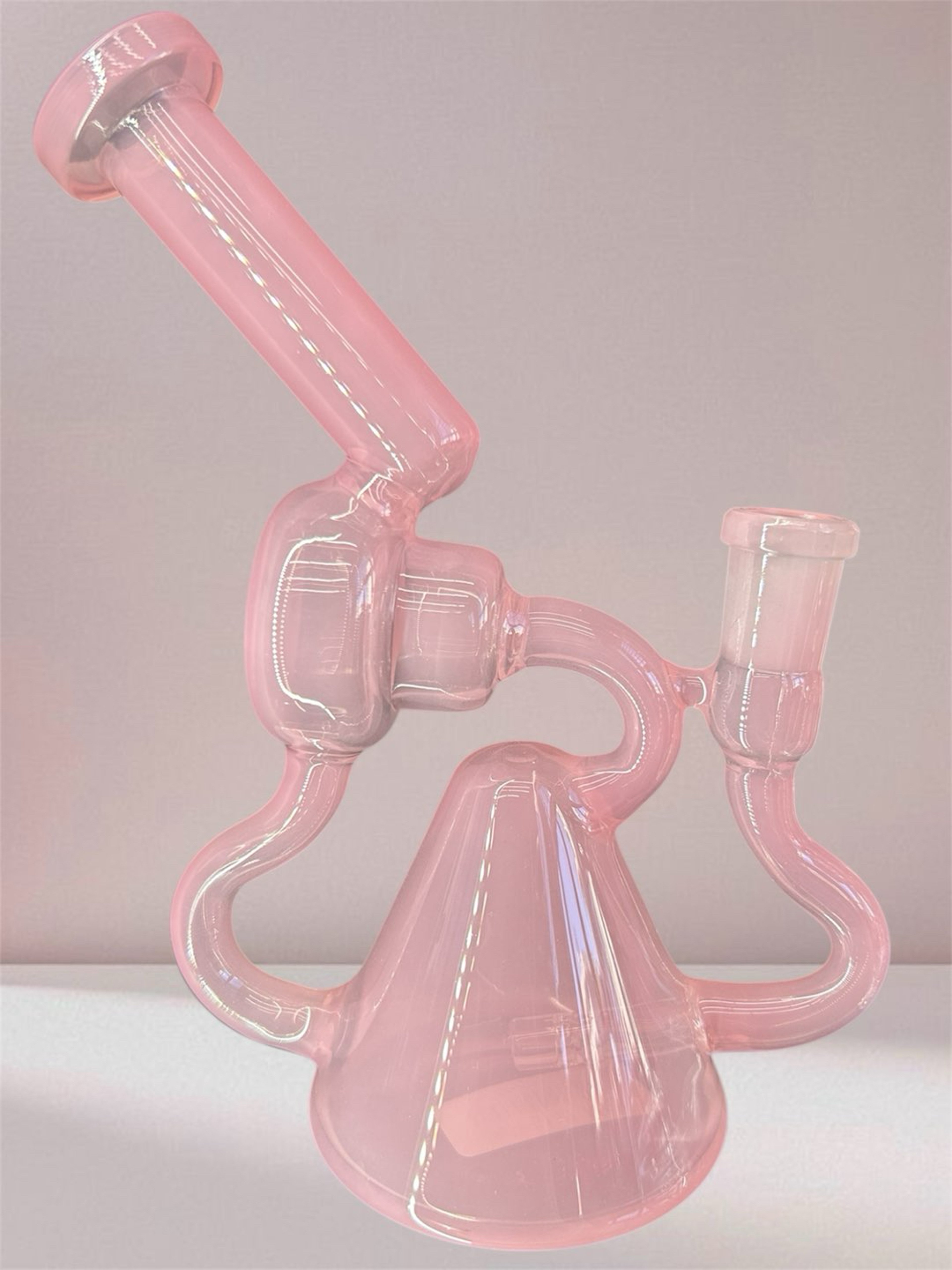 Preview pic of Translucent Light Pink 🩰 3 Arm Recycler w/ a Pyramid Base & Donut Chamber Design