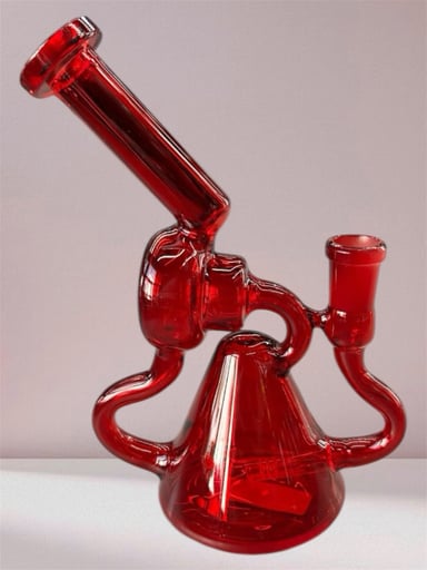 Preview pic of Translucent Red ❤️ 3 Arm Recycler - Pyamid & Donut Shaped Chamber Design