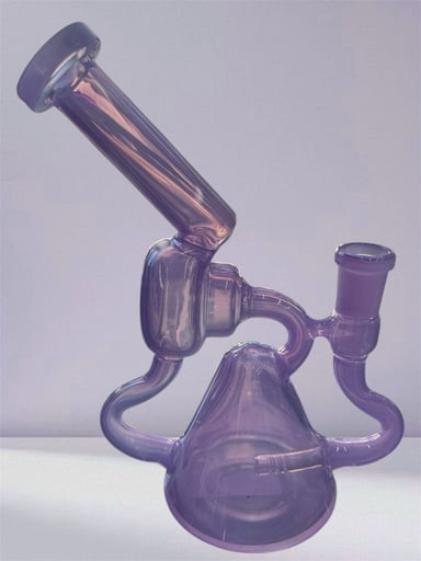 Preview pic of Translucent Lilac Purple 💜 3 Arm Recycler w/ Pyramid Base Chamber & Donut Chamber Design
