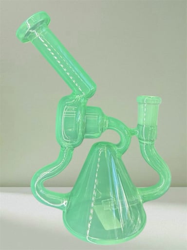 Preview pic of Translucent Seafoam Green 🪷 3 Arm Recycler - Pyramid Base & Donut Shaped Chamber Design