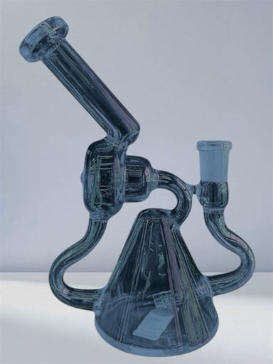 Preview pic of Translucent Navy Blue 🫐 3 Arm Recycler - Pyramid & Donut Chamber Design