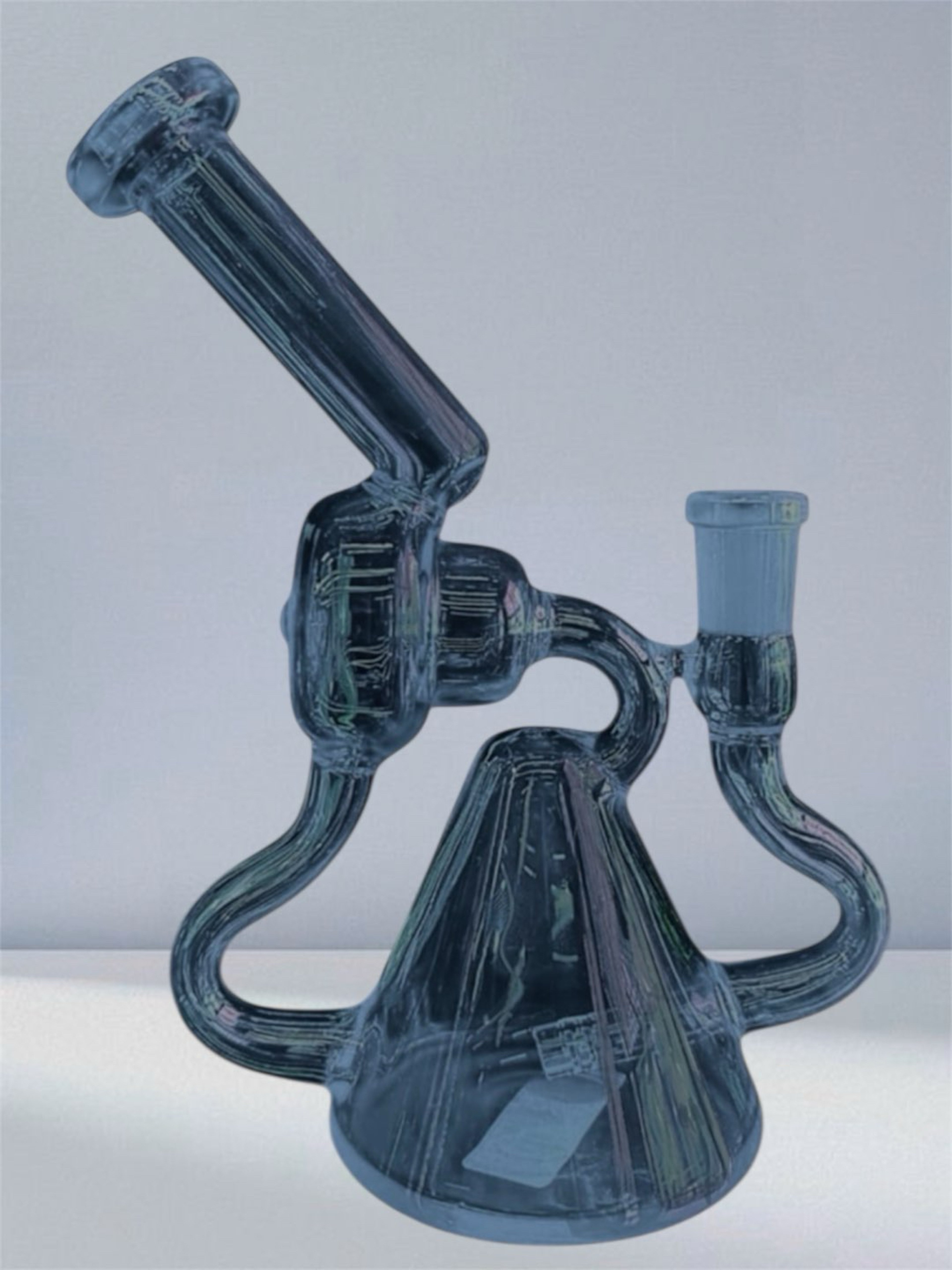Translucent Navy Blue 🫐 3 Arm Recycler - Pyramid & Donut Chamber Design image 0