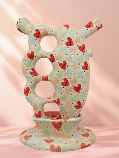 Preview pic of Style 4) Silicone Knuckles Bubbler w/ Matching Stand “Will You Be My Valentine?”